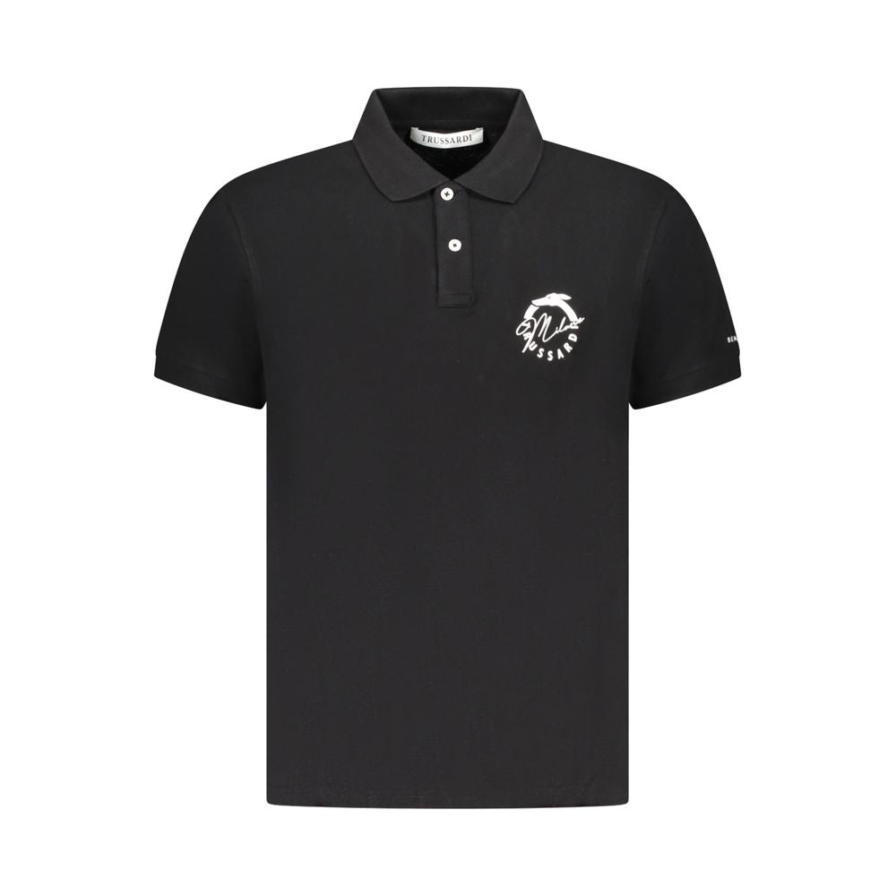 Black Cotton Men Polo Shirt Trussardi