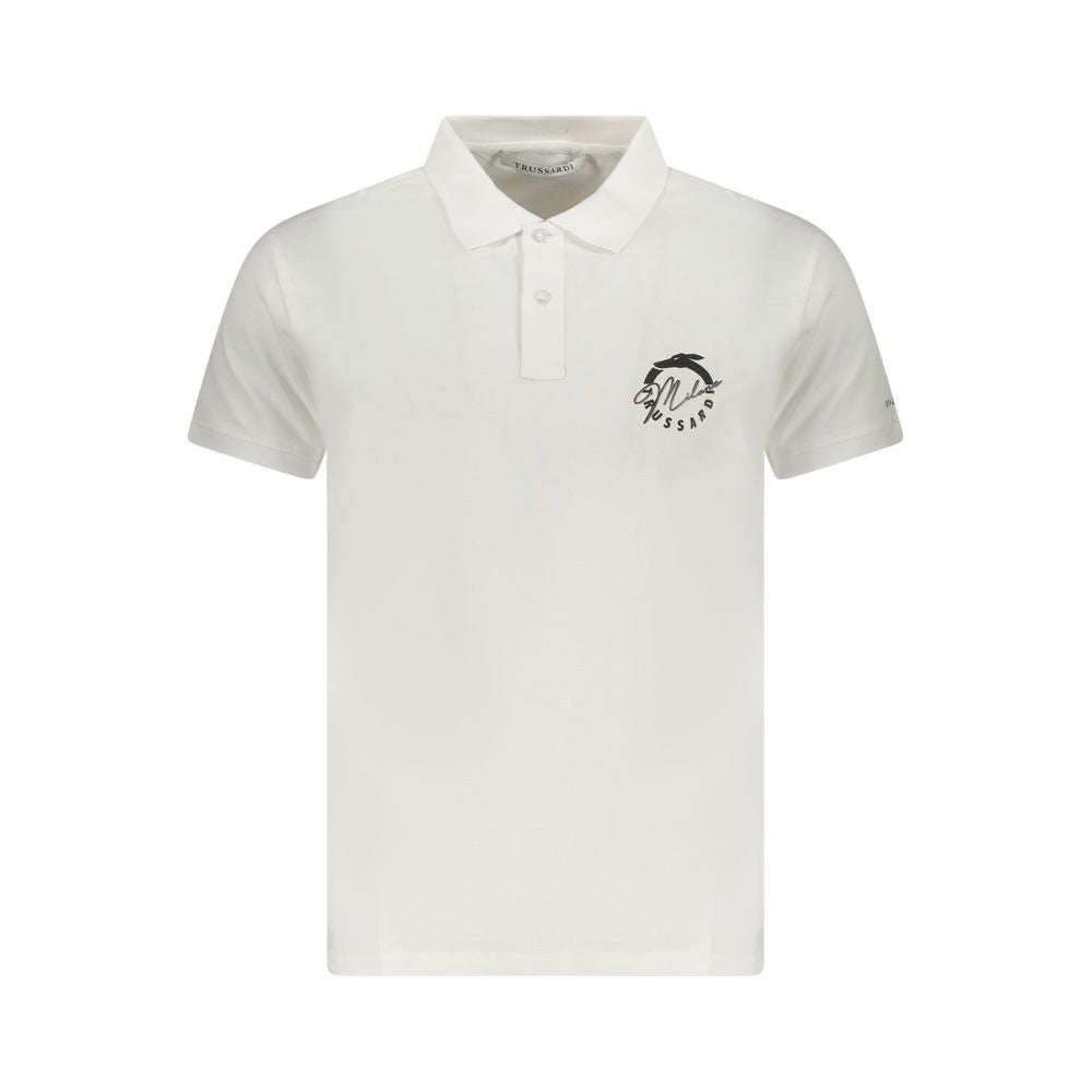 White Cotton Men Polo Shirt Trussardi
