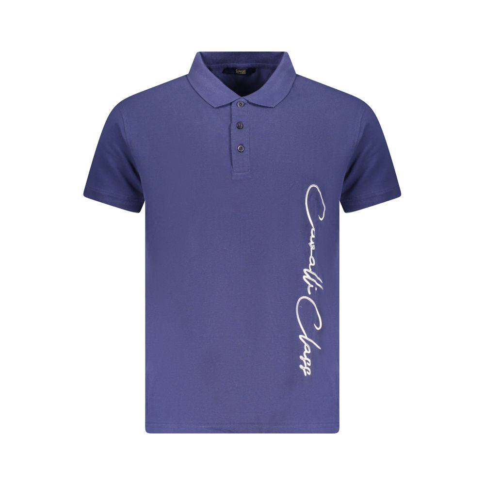 Blue Cotton Men Polo Shirt Cavalli Class