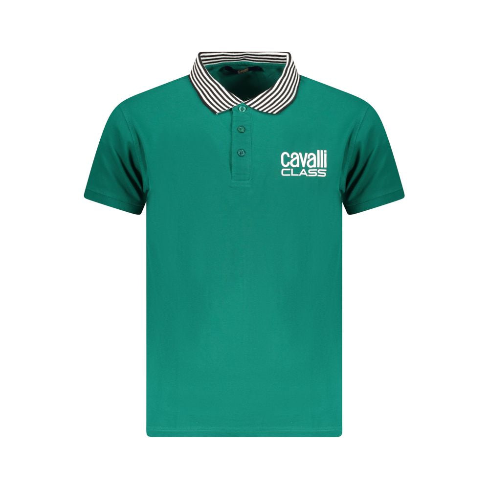 Green Cotton Men Polo Shirt Cavalli Class