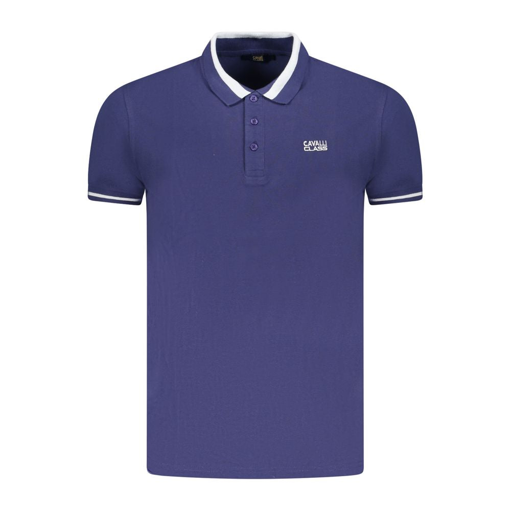 Blue Cotton Men Polo Shirt Cavalli Class