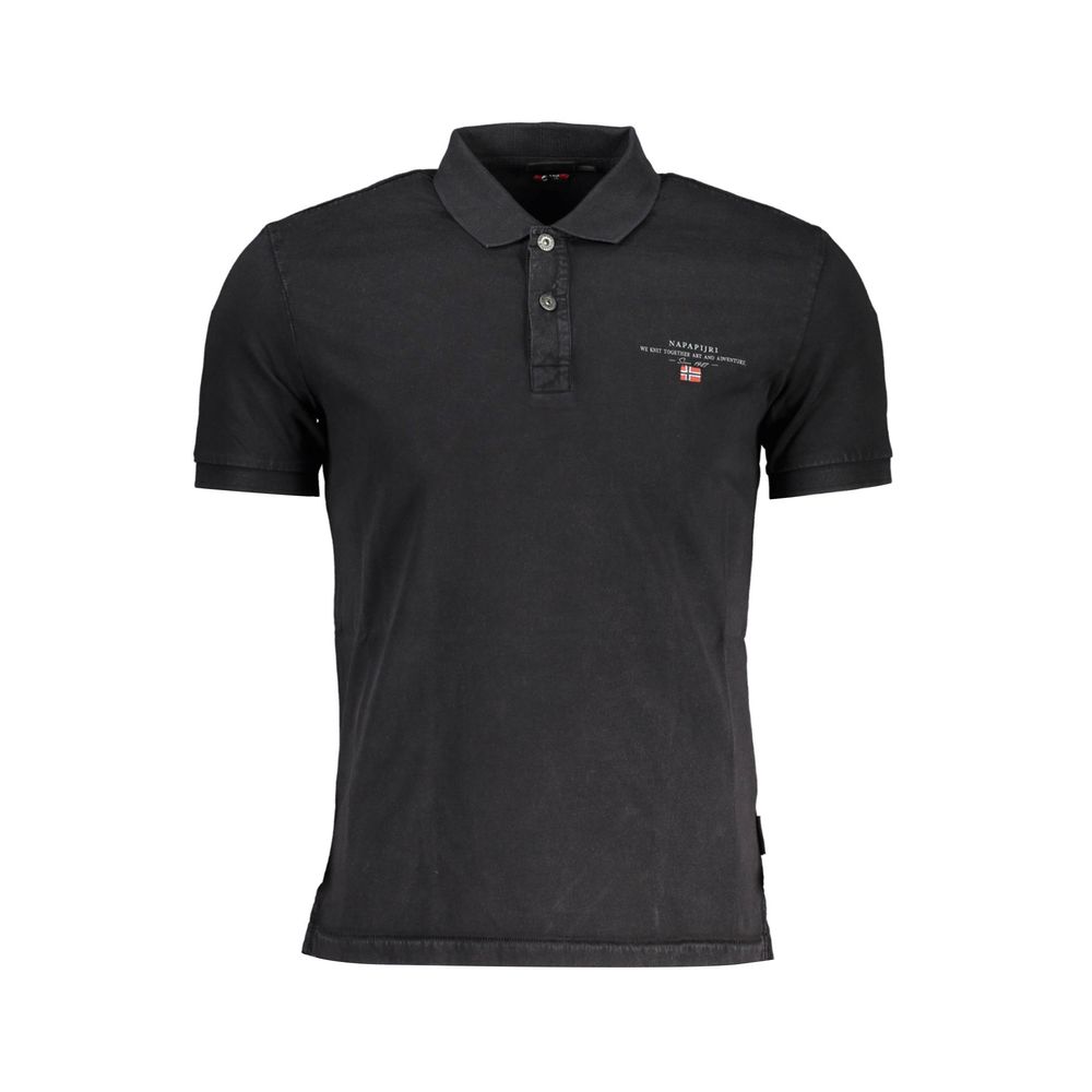 Black Cotton Men Polo Shirt Napapijri