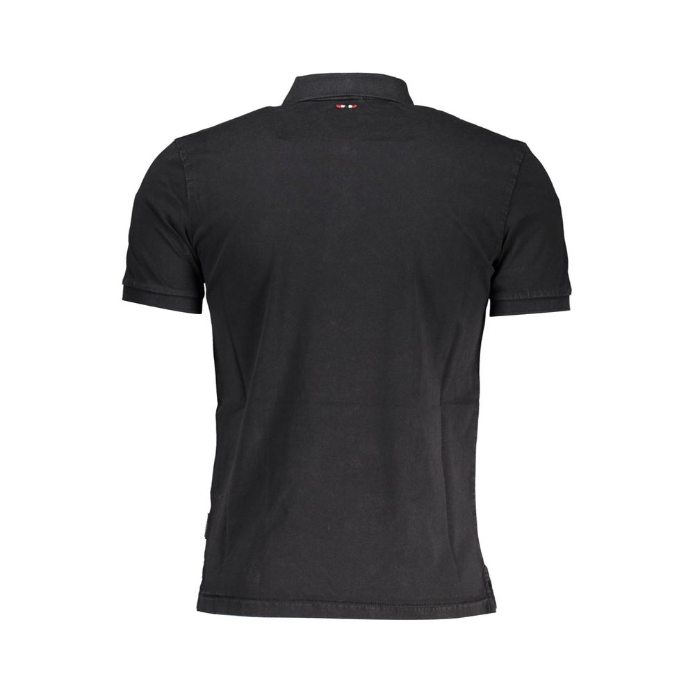 Black Cotton Men Polo Shirt Napapijri
