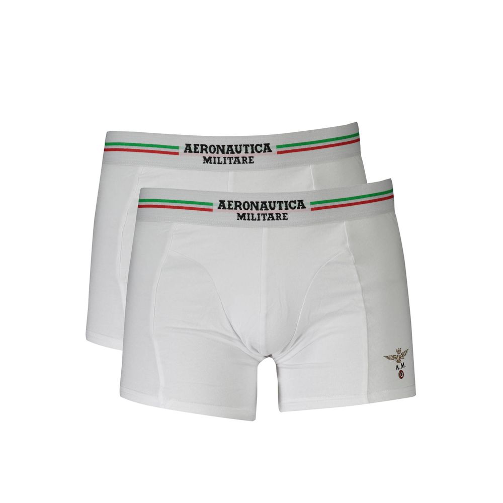 White Cotton Men Boxer Aeronautica Militare