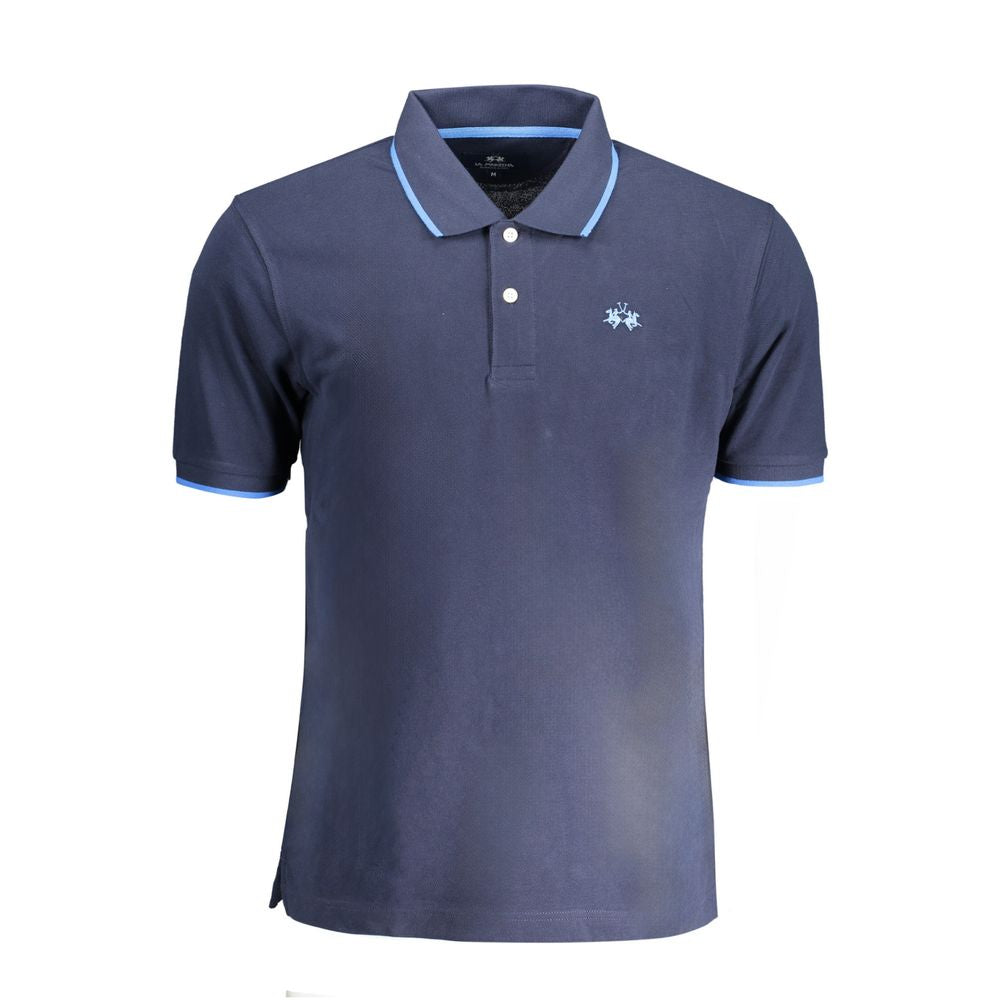 Blue Cotton Men Polo Shirt La Martina