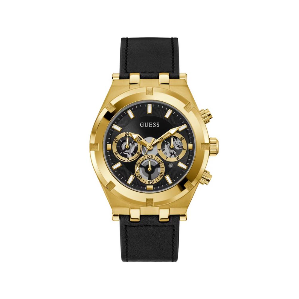 Black Leather Watch Guess