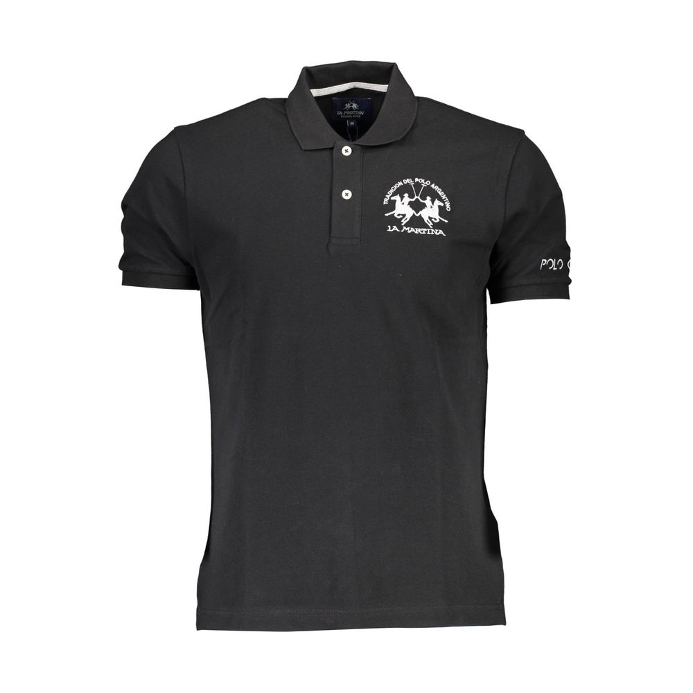 Black Cotton Polo Shirt La Martina