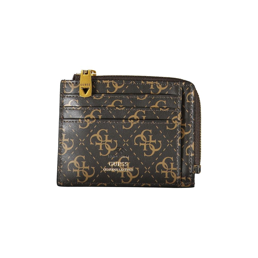 Brown Leather Wallet Guess Jeans