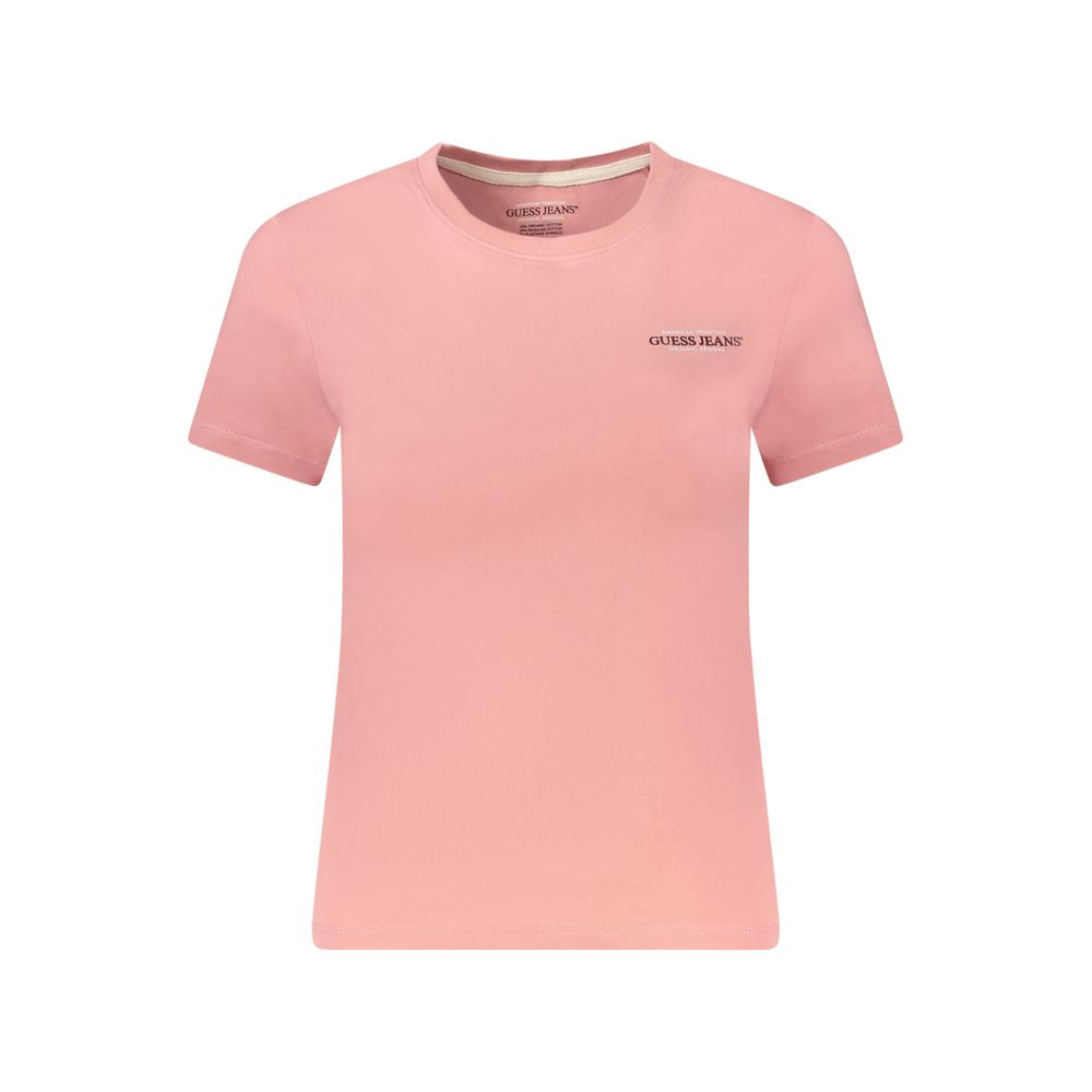 Pink Cotton Women T-Shirt Guess Jeans