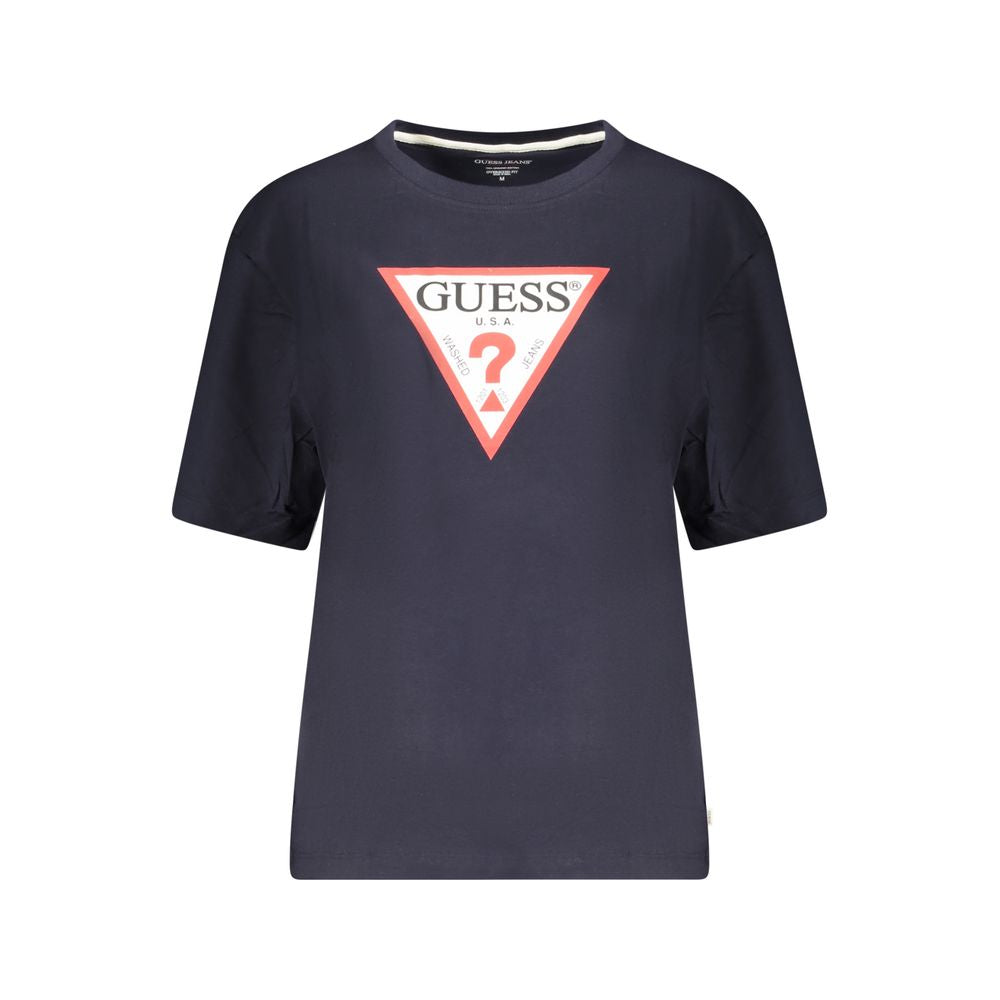 Blue Cotton Women T-Shirt Guess Jeans
