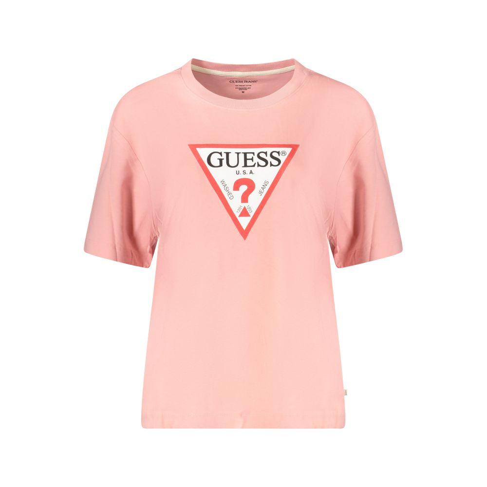 Pink Cotton Women T-Shirt Guess Jeans
