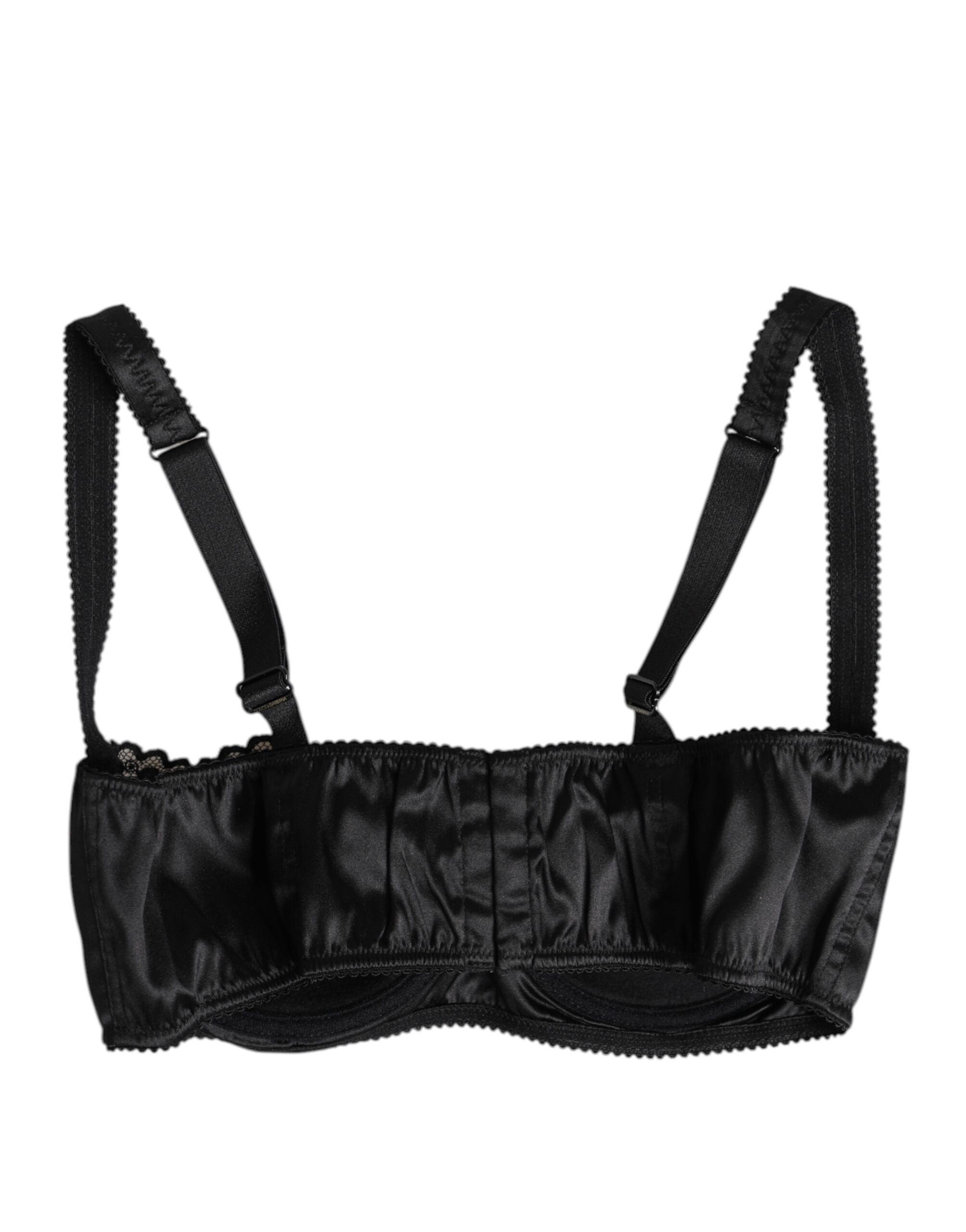 Black Silk Underwired Balconette Bra Underwear Dolce & Gabbana
