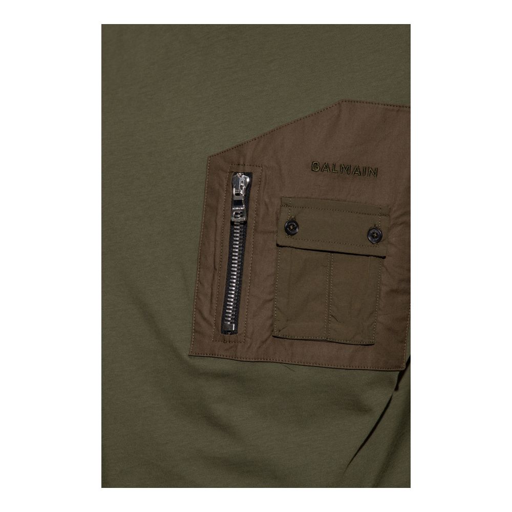 Green Cotton T-Shirt Balmain