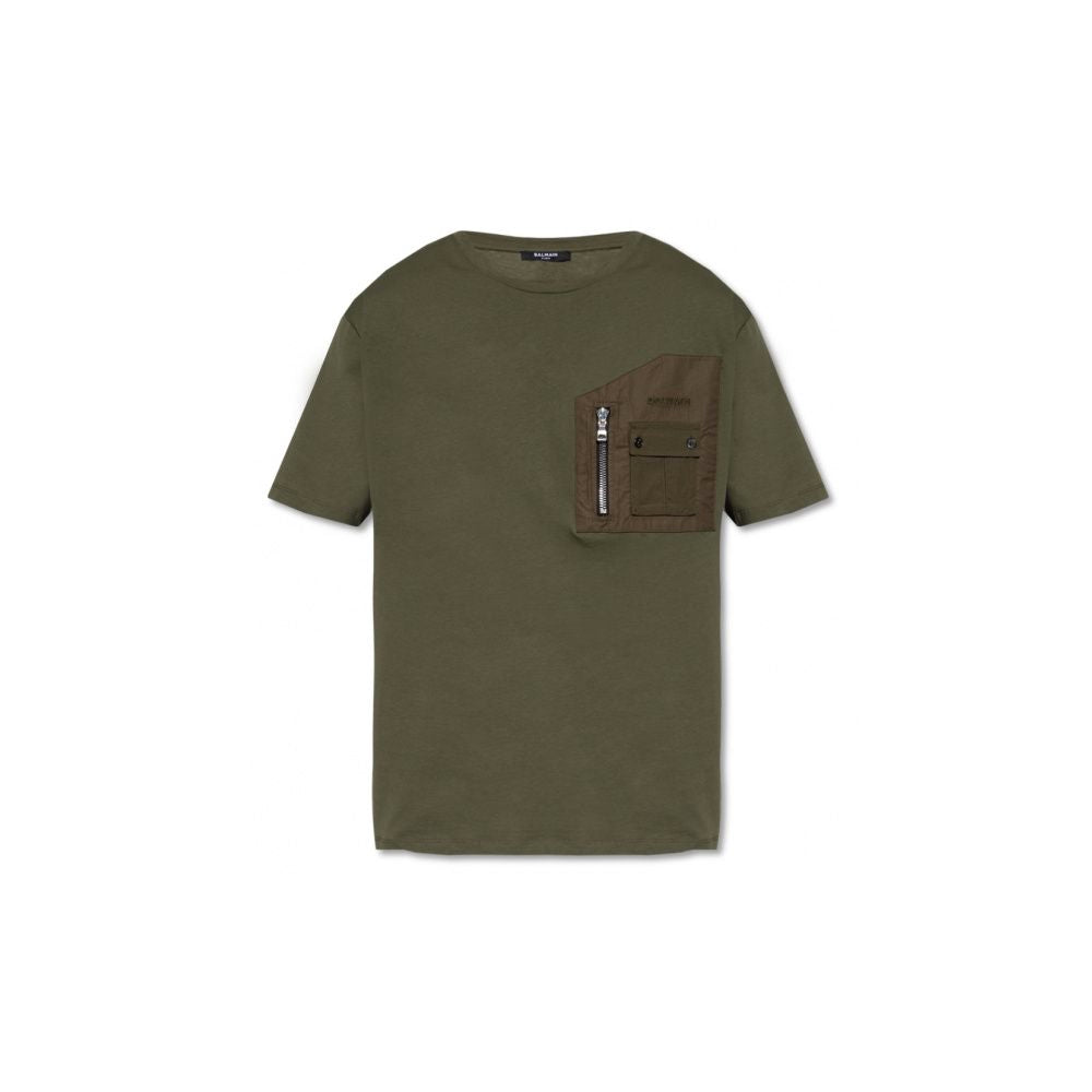 Green Cotton T-Shirt Balmain