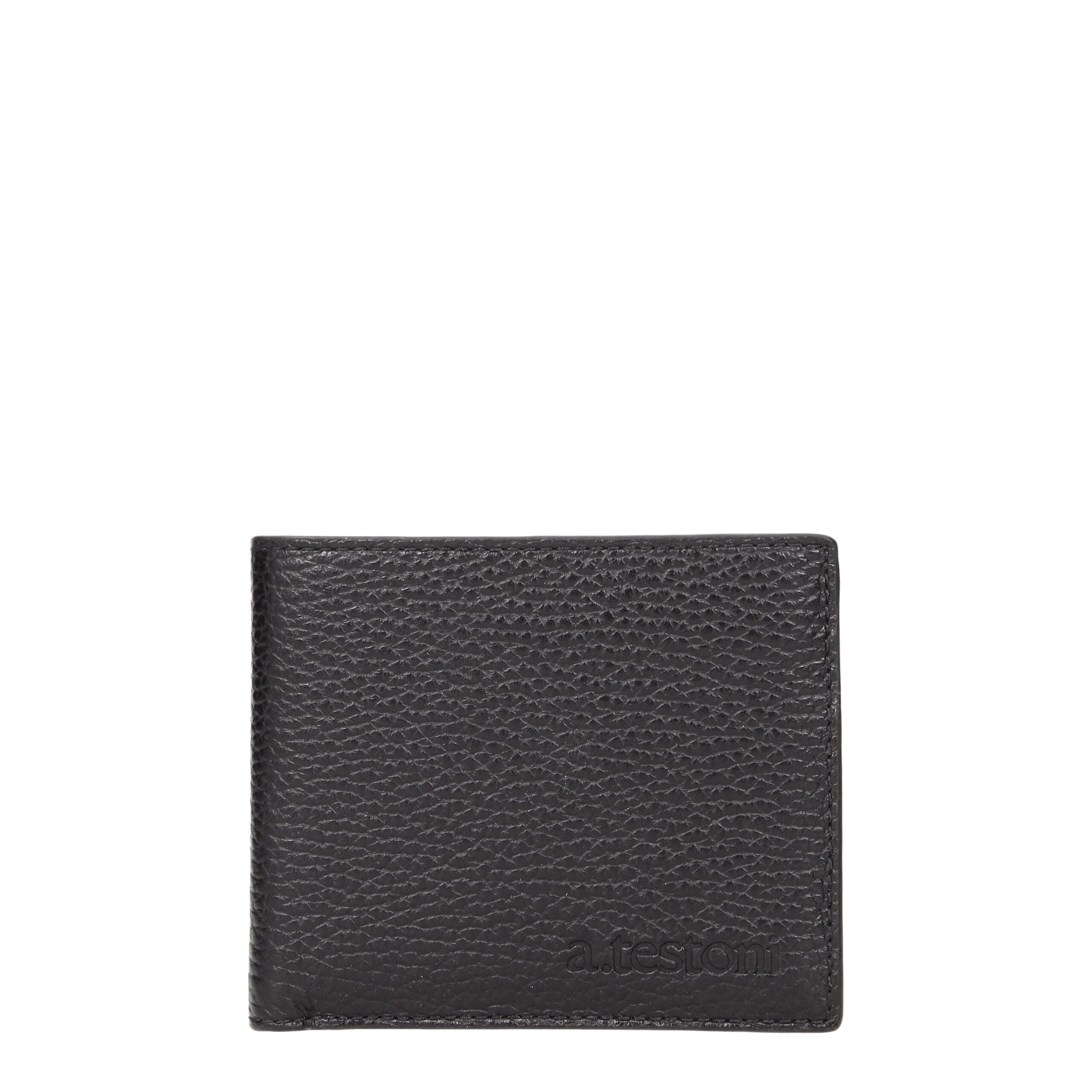 Black Leather Wallets Testoni