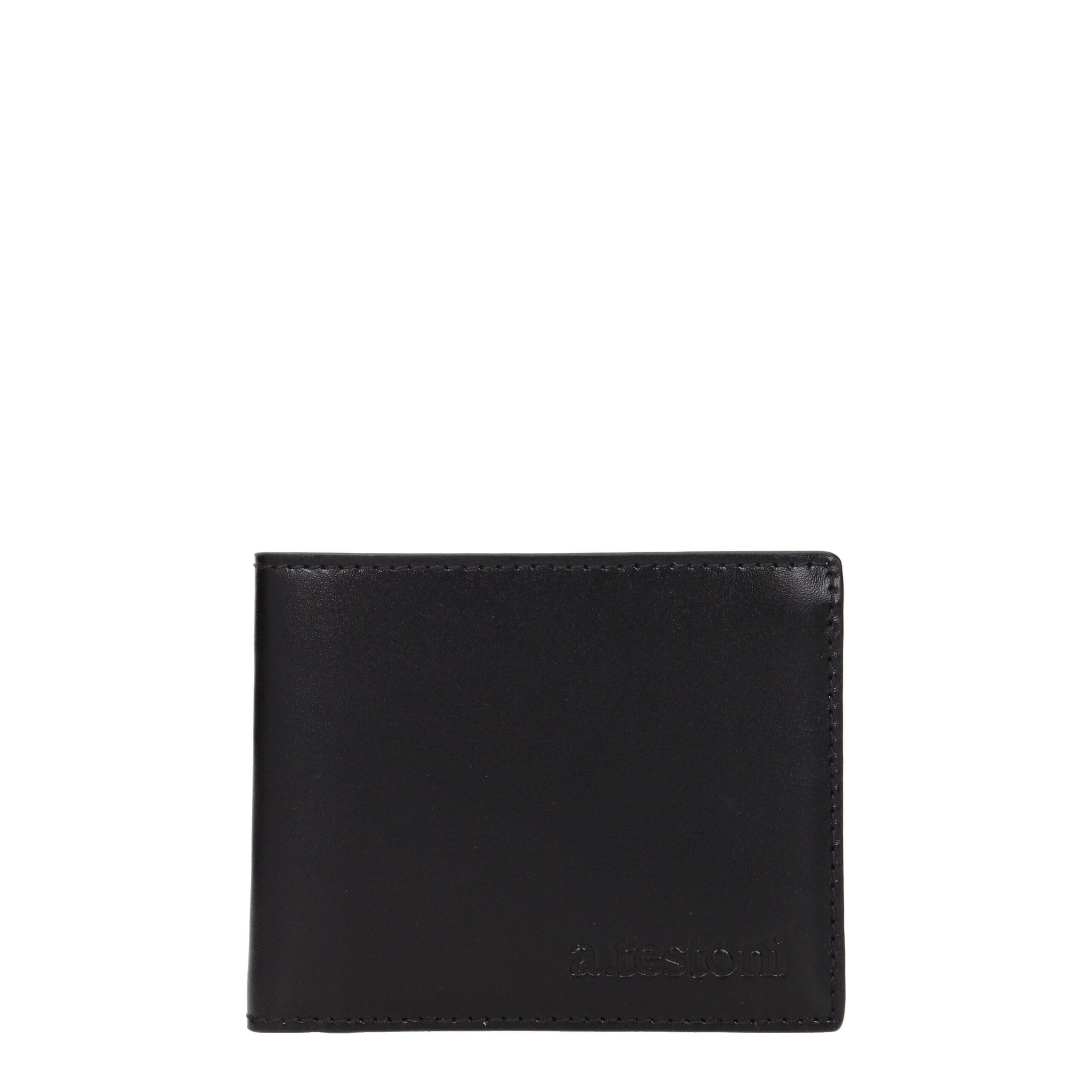 Black Leather Wallets Testoni