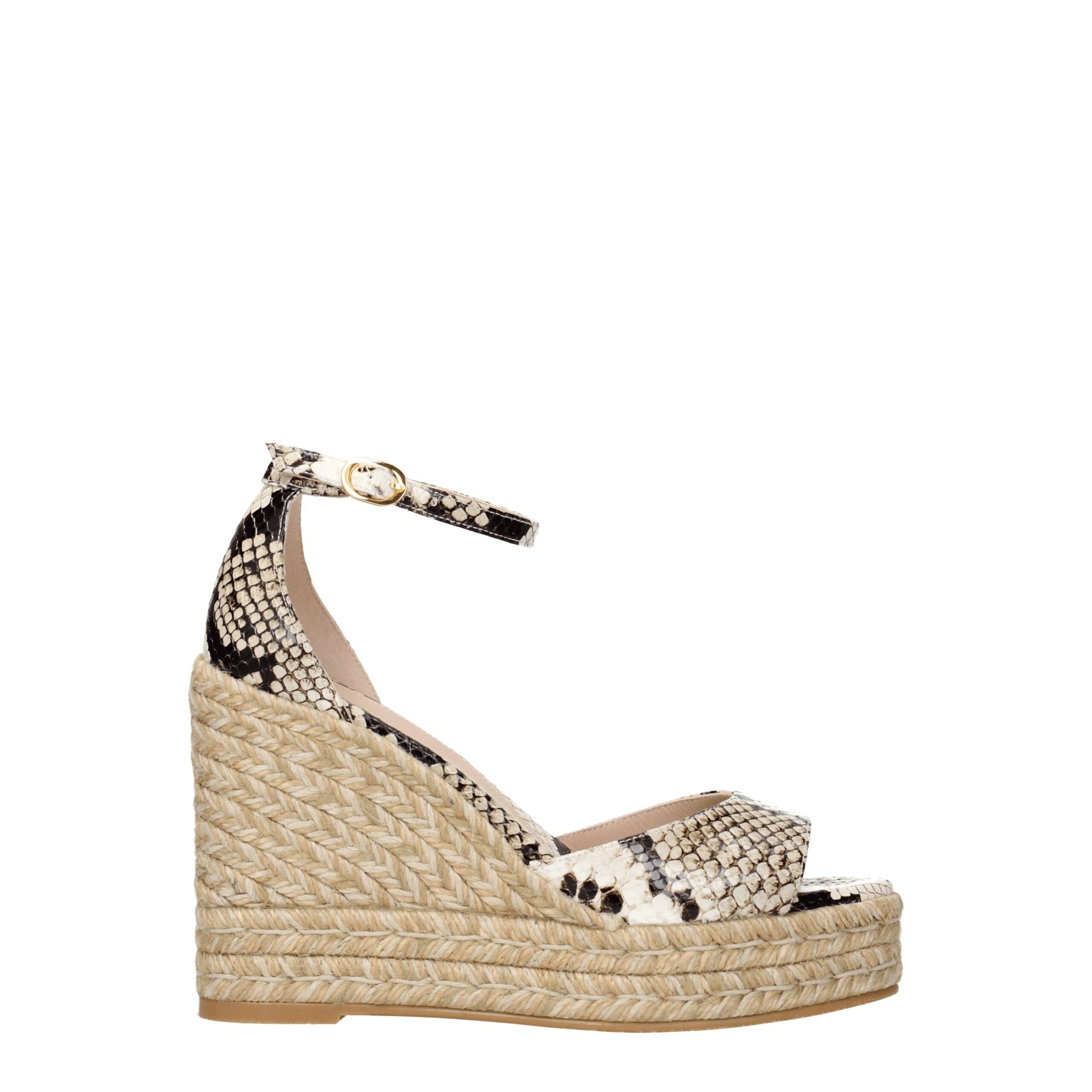 Beige Leather Wedges Sandals Stuart Weitzman