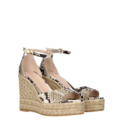 Beige Leather Wedges Sandals Stuart Weitzman