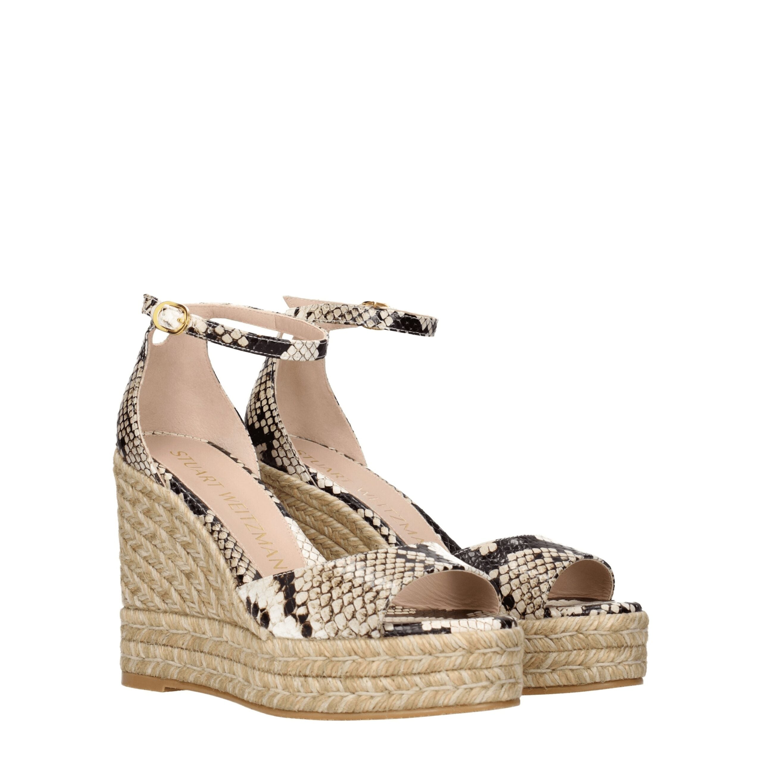 Beige Leather Wedges Sandals Stuart Weitzman