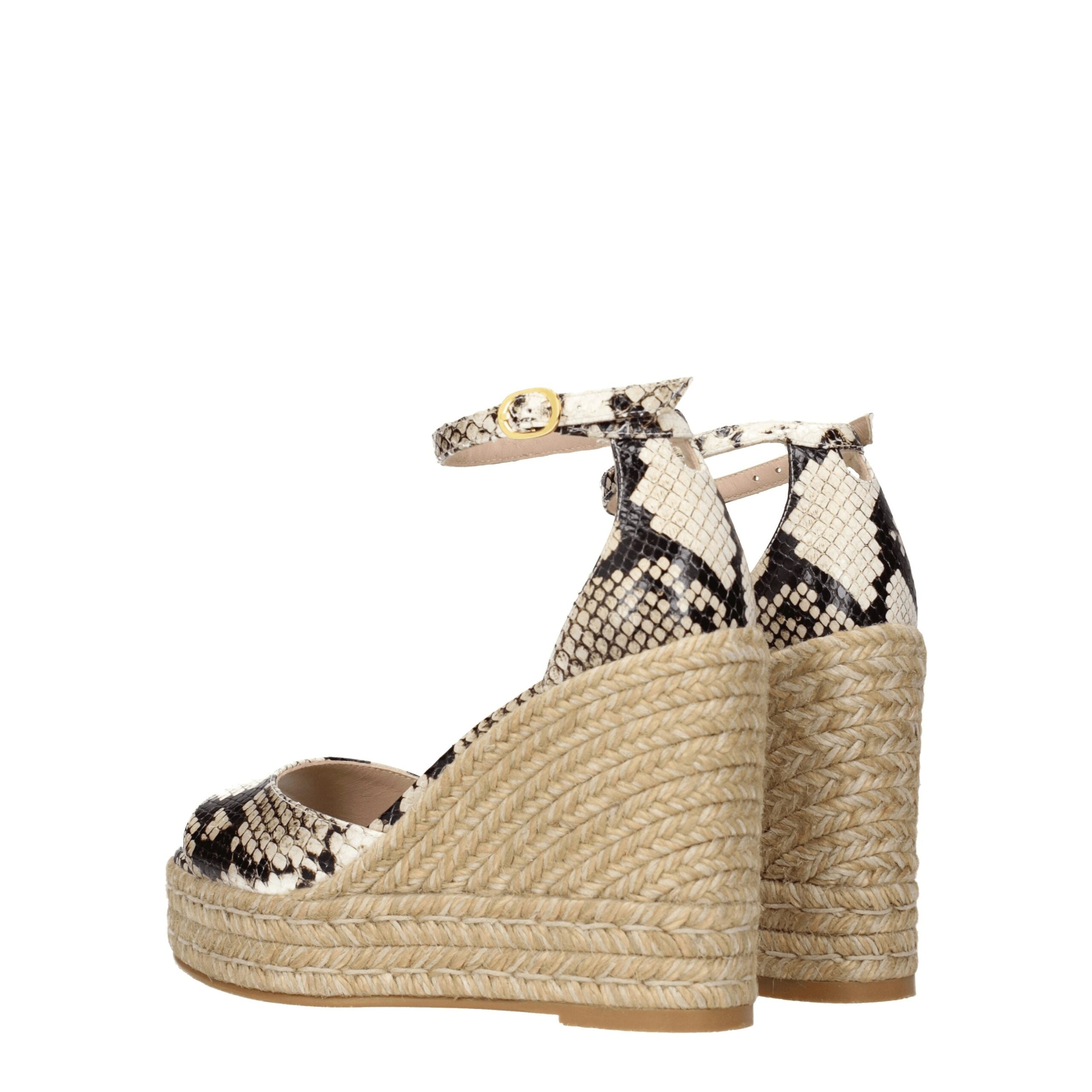 Beige Leather Wedges Sandals Stuart Weitzman