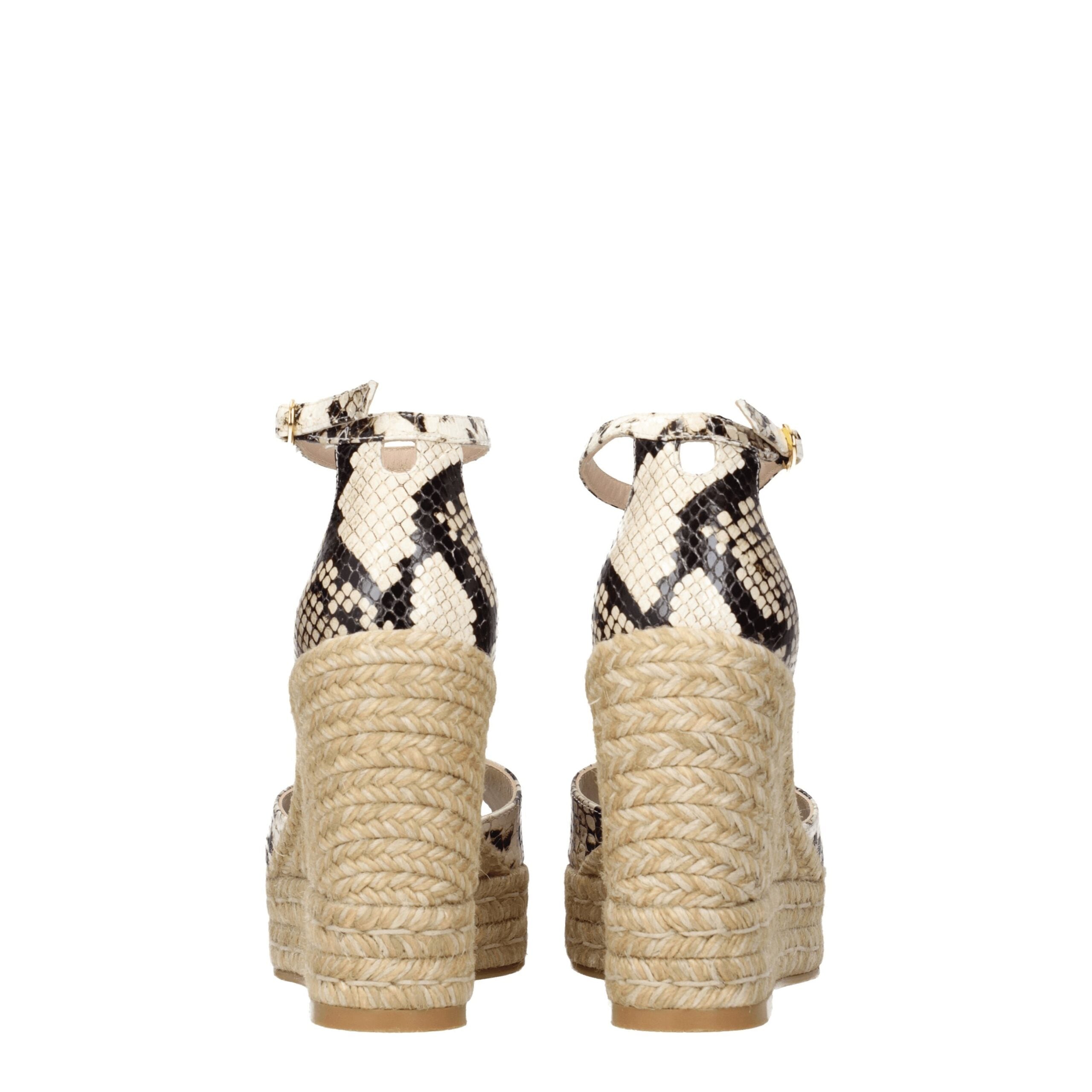 Beige Leather Wedges Sandals Stuart Weitzman