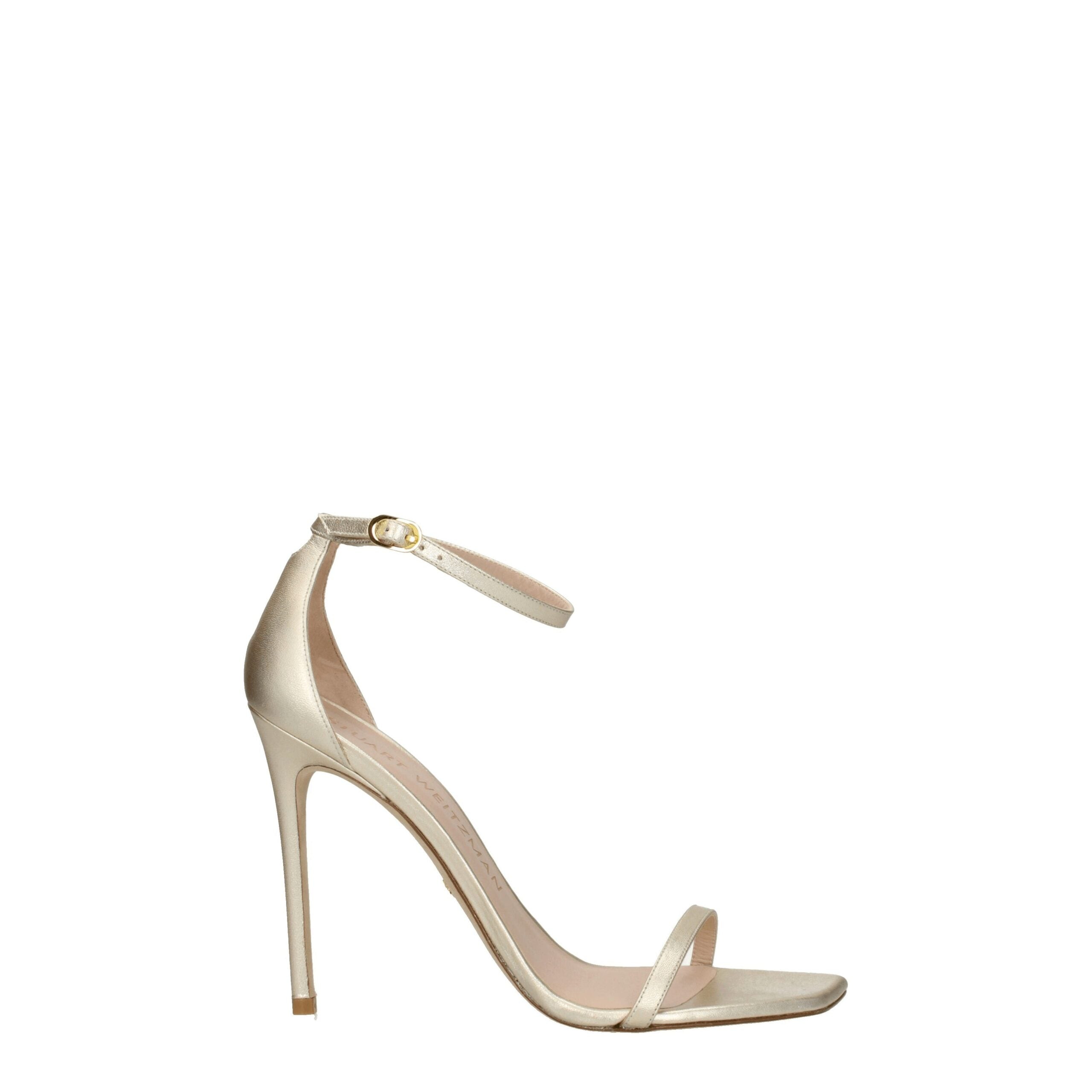 Gold Leather Stiletto Heels Sandals Stuart Weitzman