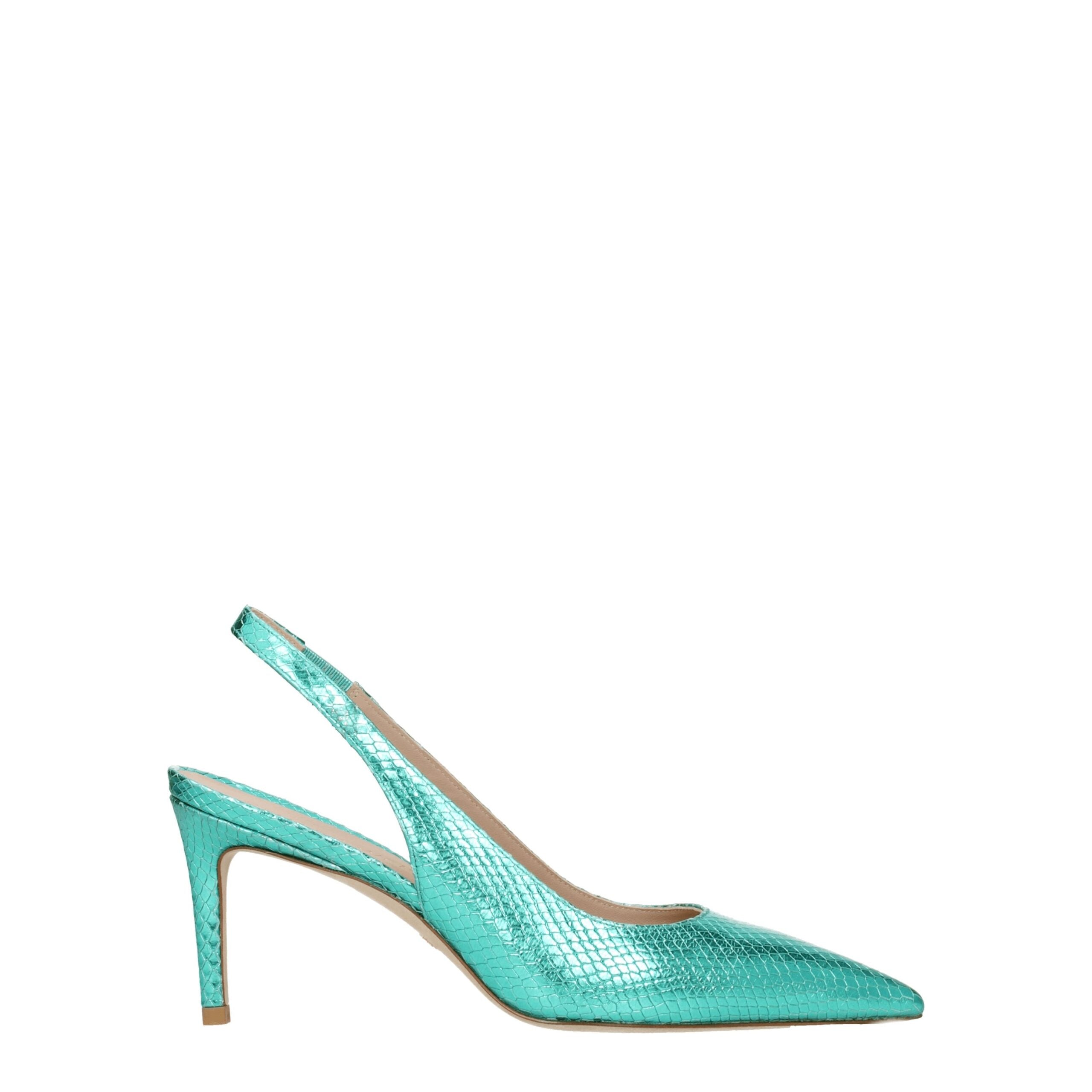 Green Leather High Heel Pumps Stuart Weitzman