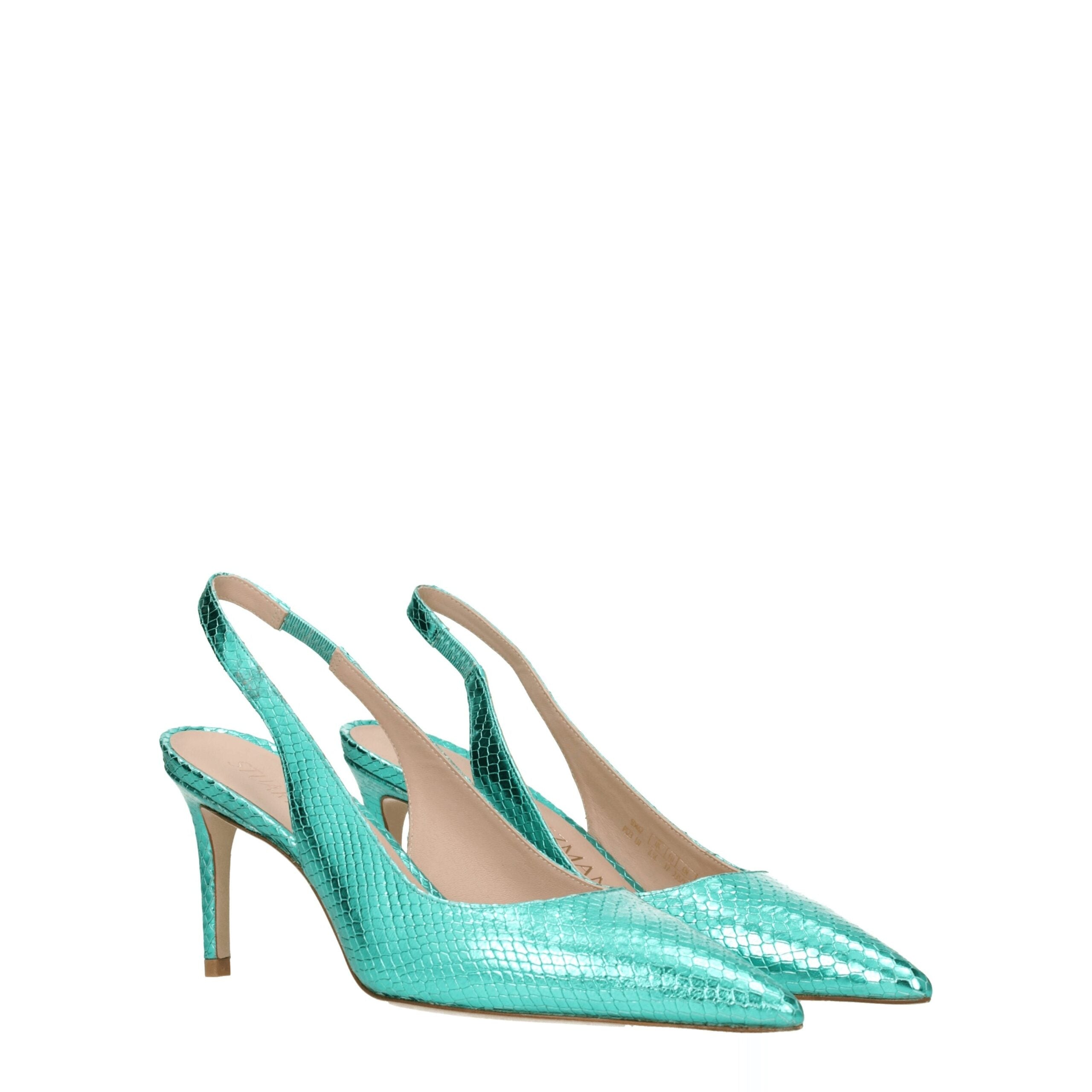 Green Leather High Heel Pumps Stuart Weitzman