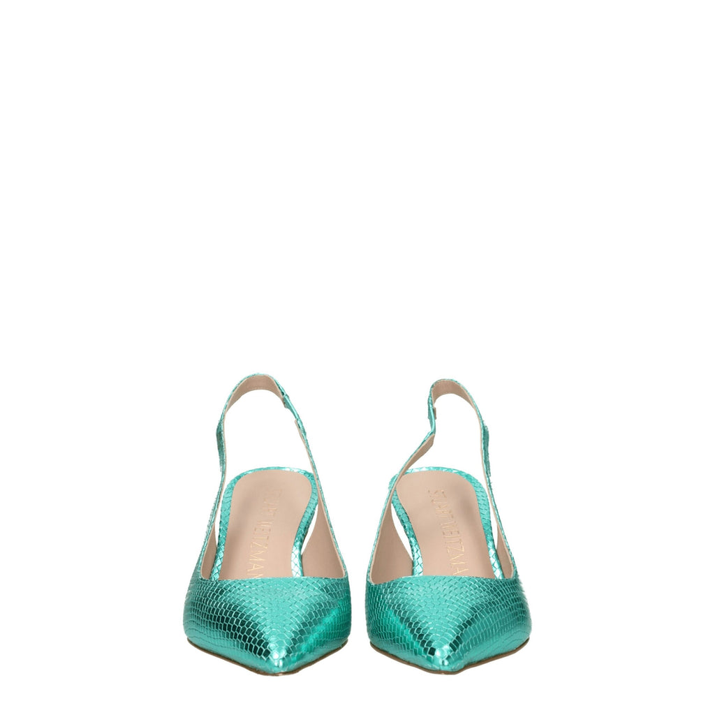 Green Leather High Heel Pumps Stuart Weitzman