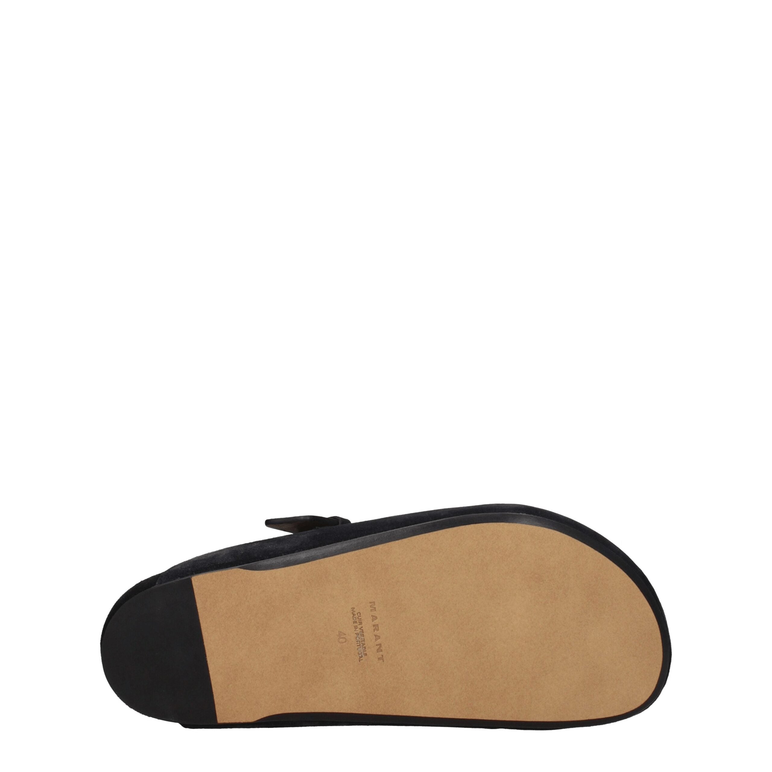 Black Leather Slippers Sandals Isabel Marant
