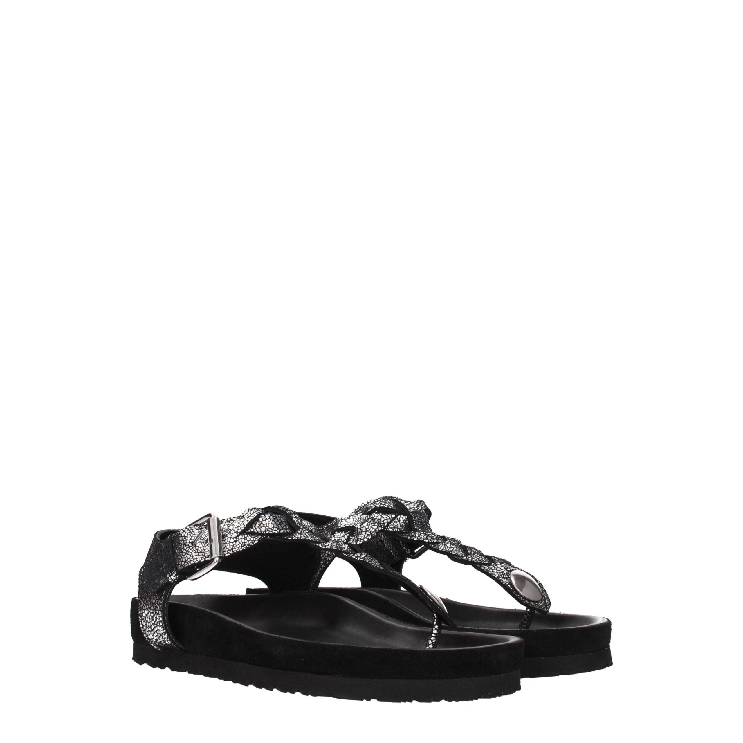 Black Leather Flip-Flop Sandals Isabel Marant