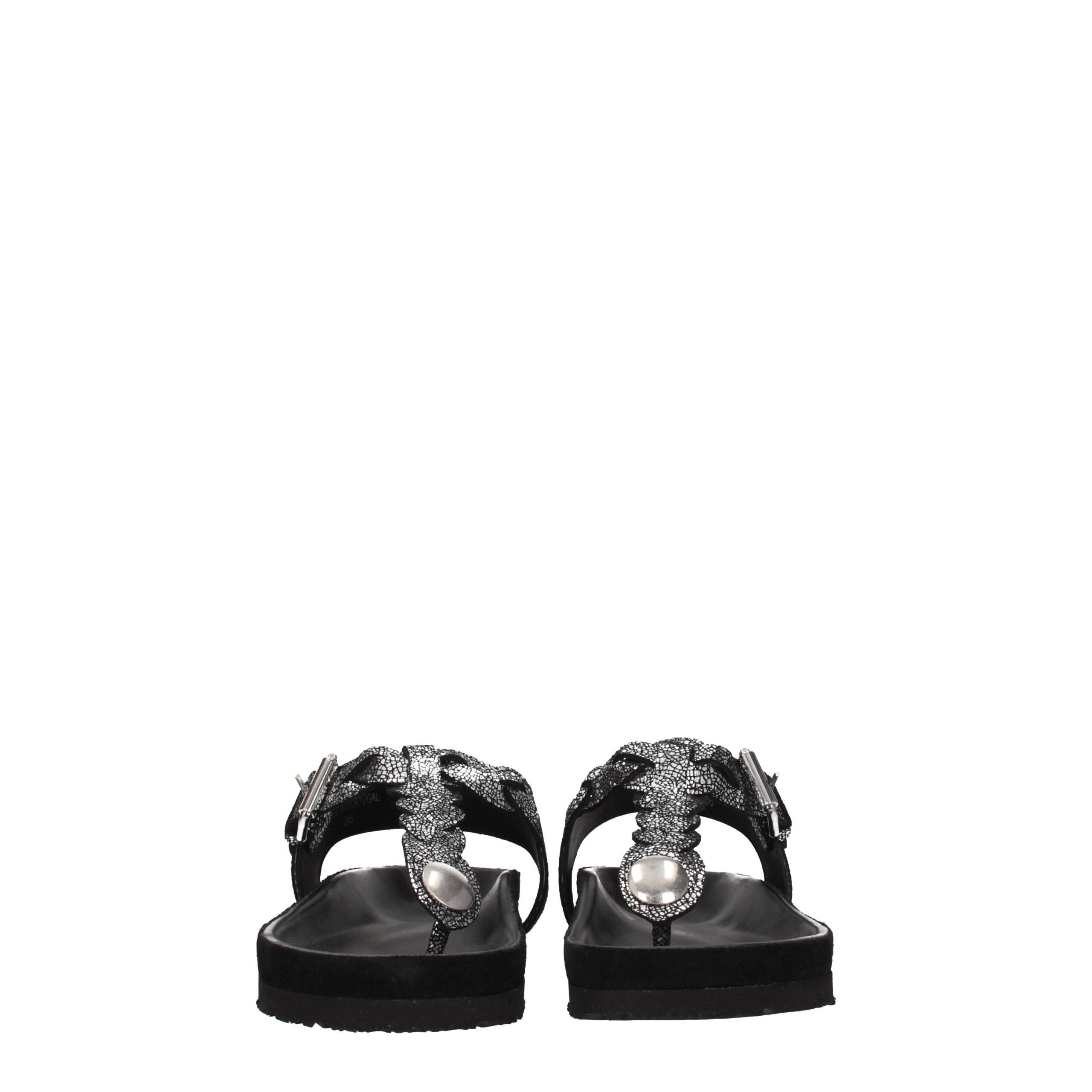 Black Leather Flip-Flop Sandals Isabel Marant