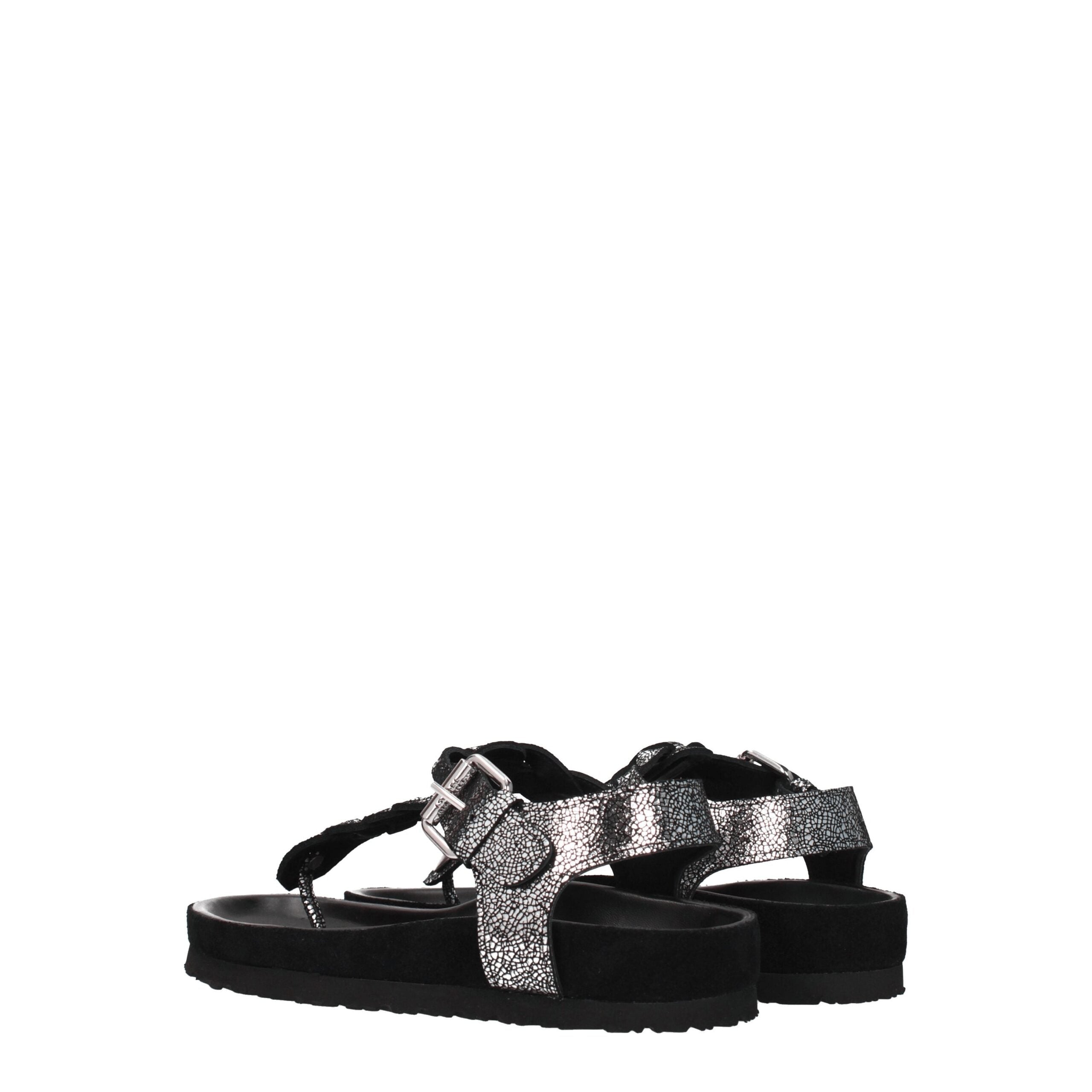 Black Leather Flip-Flop Sandals Isabel Marant