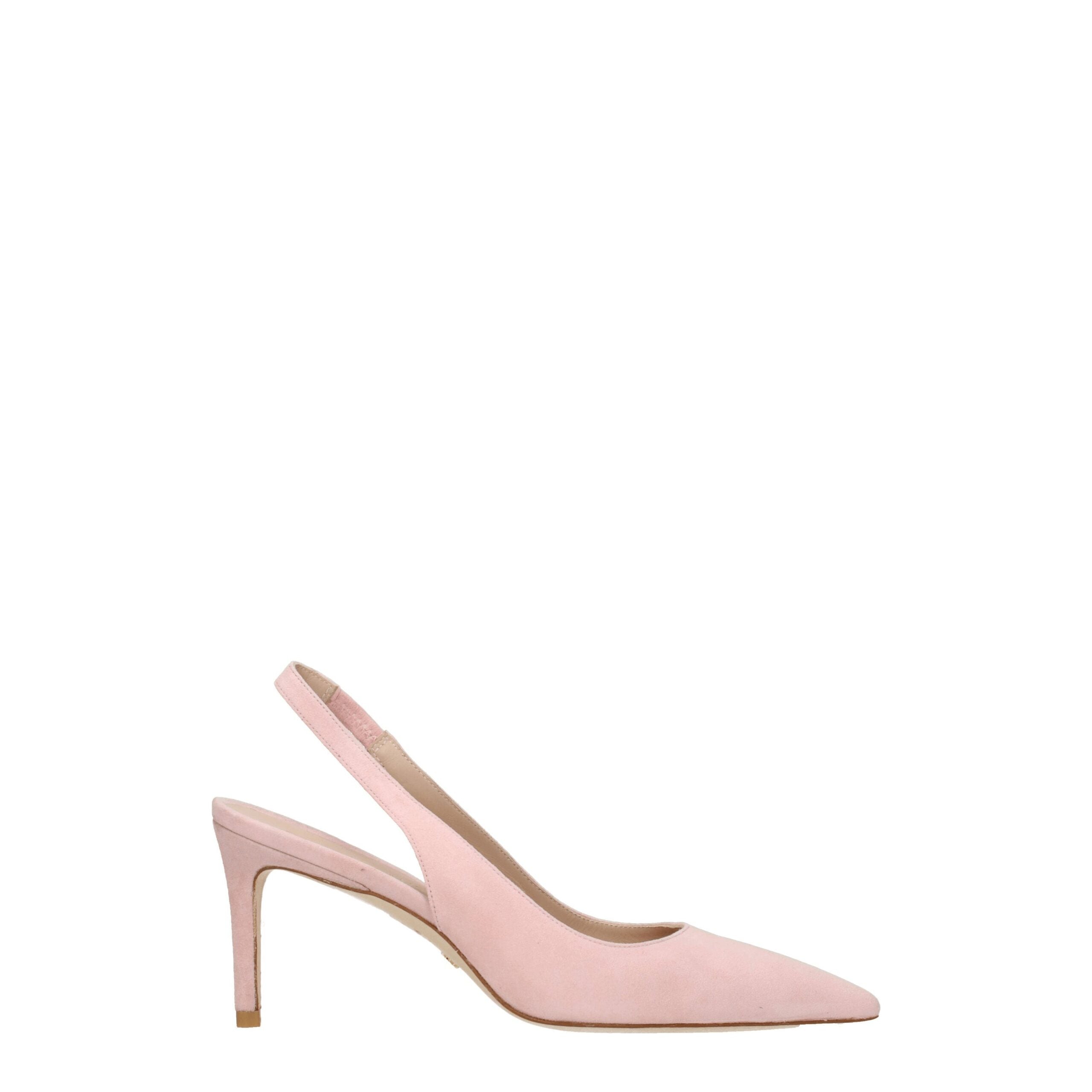 Pink Leather Mid Heel Pumps Stuart Weitzman