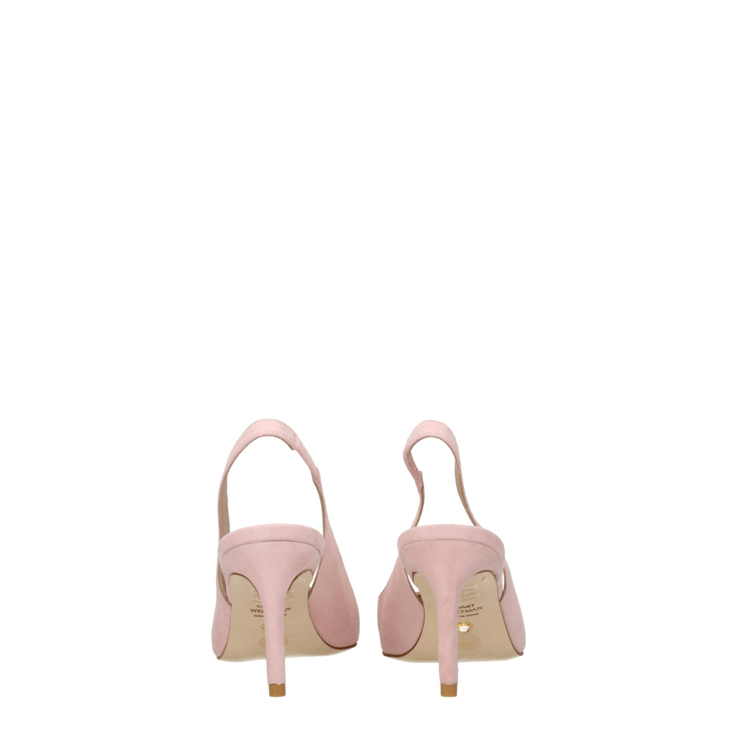 Pink Leather Mid Heel Pumps Stuart Weitzman