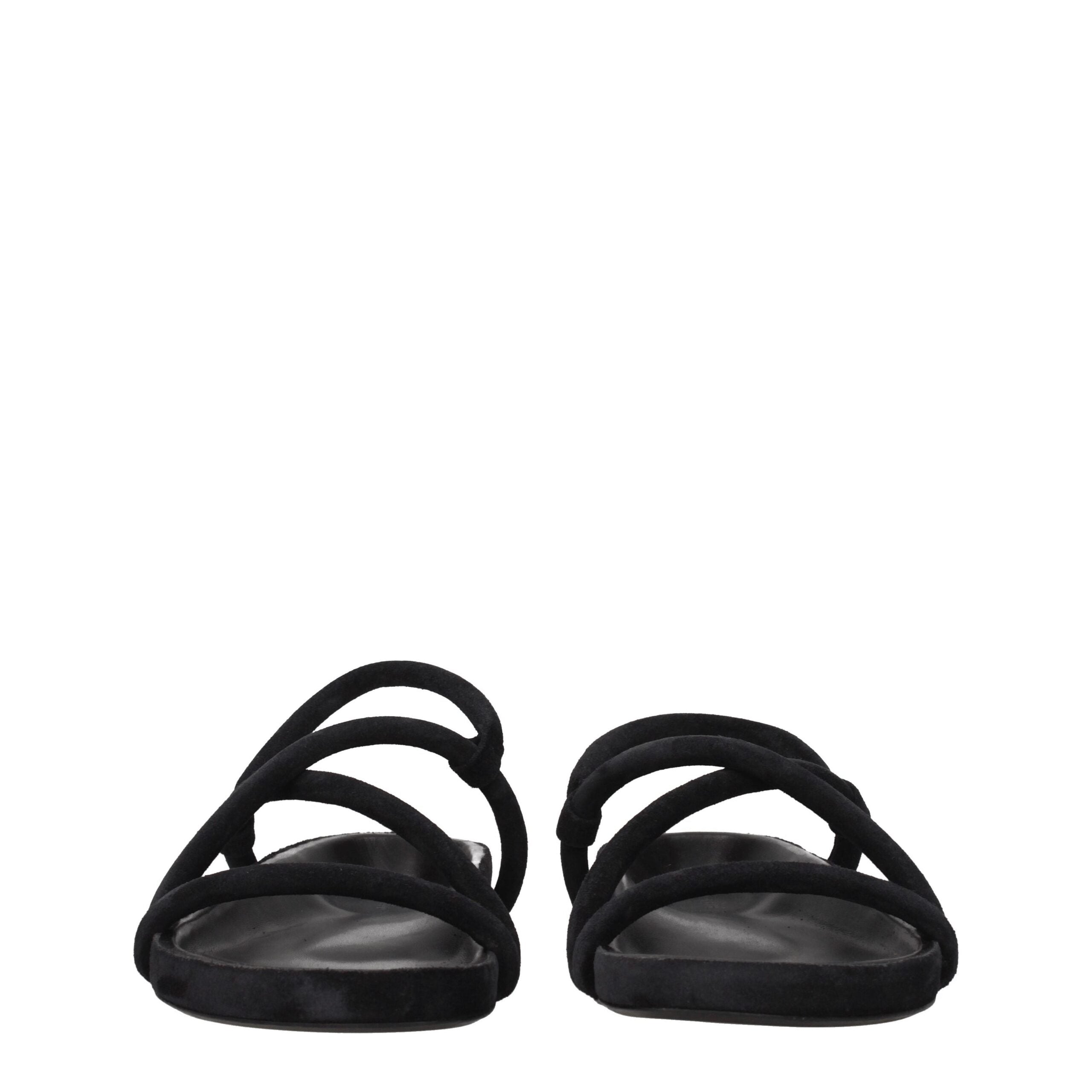 Black Leather Flat Sandals Isabel Marant