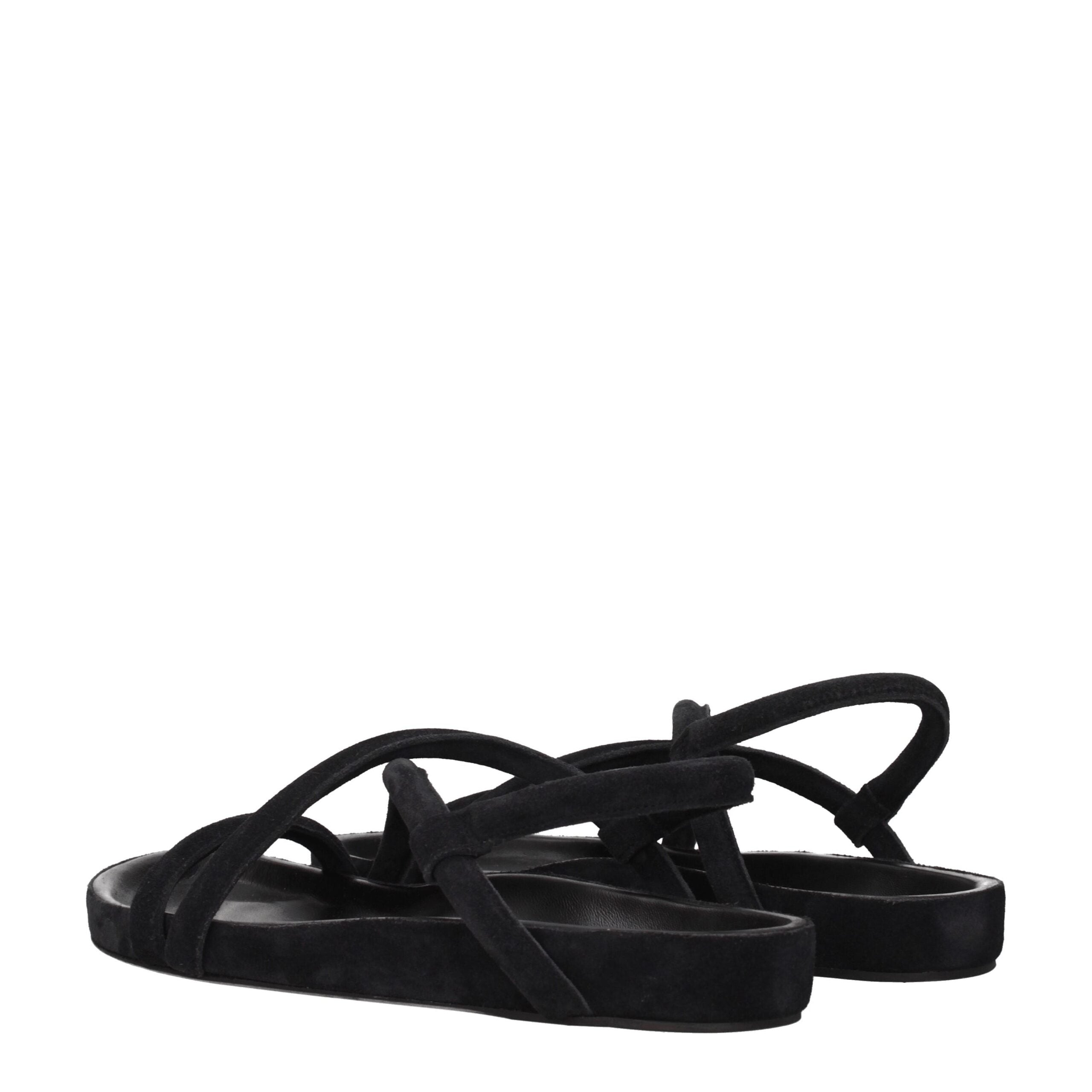Black Leather Flat Sandals Isabel Marant