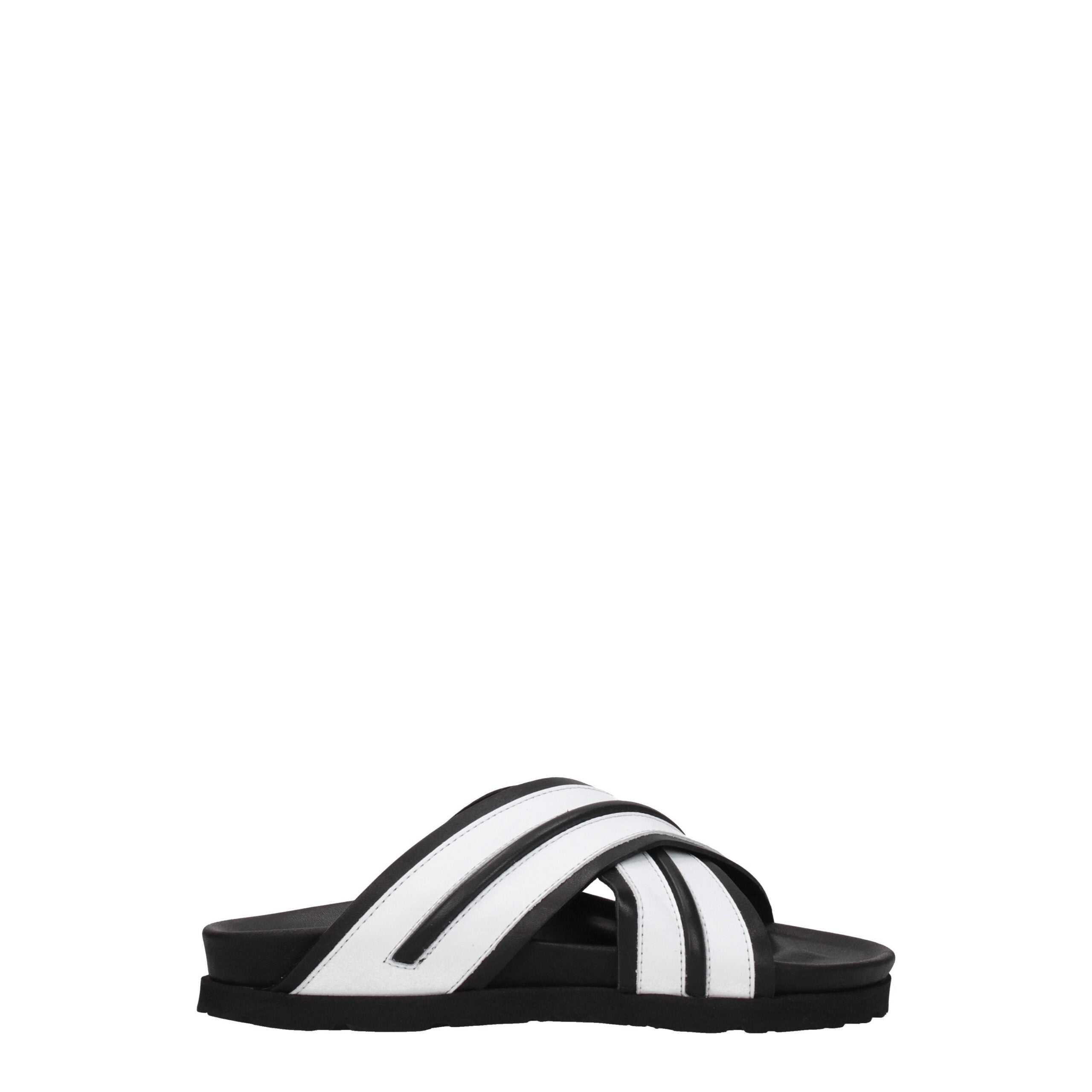 White Leather Slippers Sandals Palm Angels