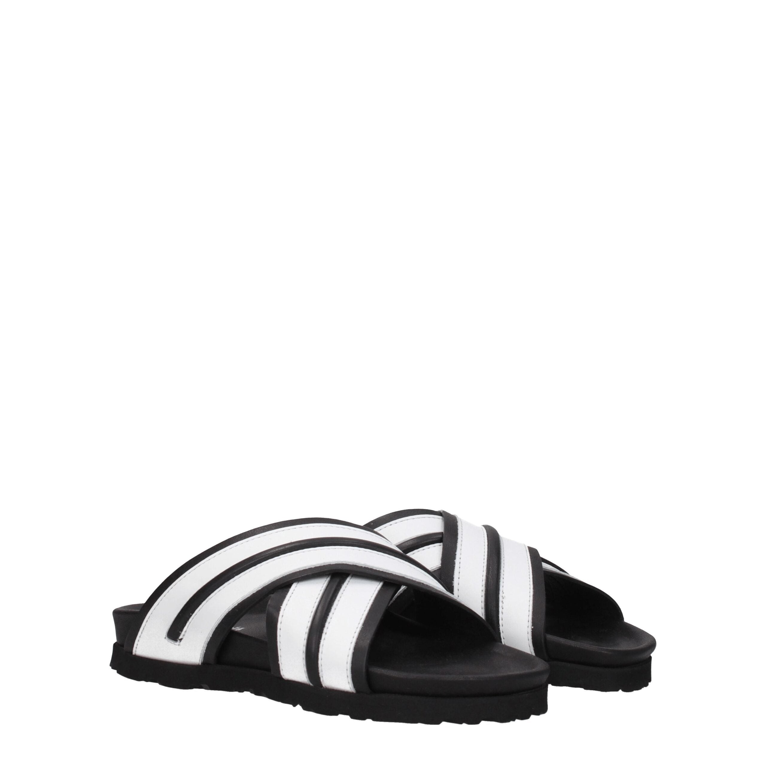 White Leather Slippers Sandals Palm Angels