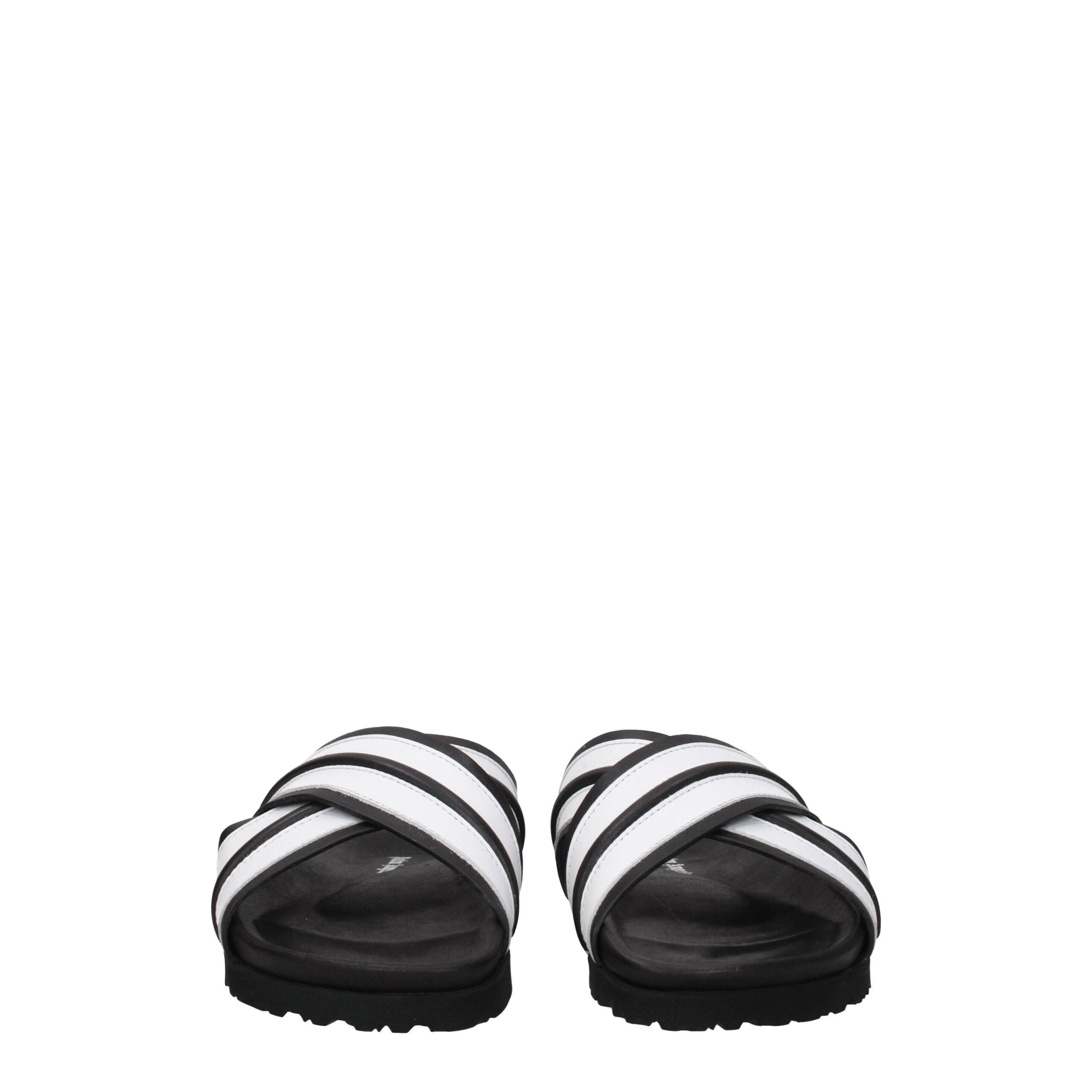 White Leather Slippers Sandals Palm Angels