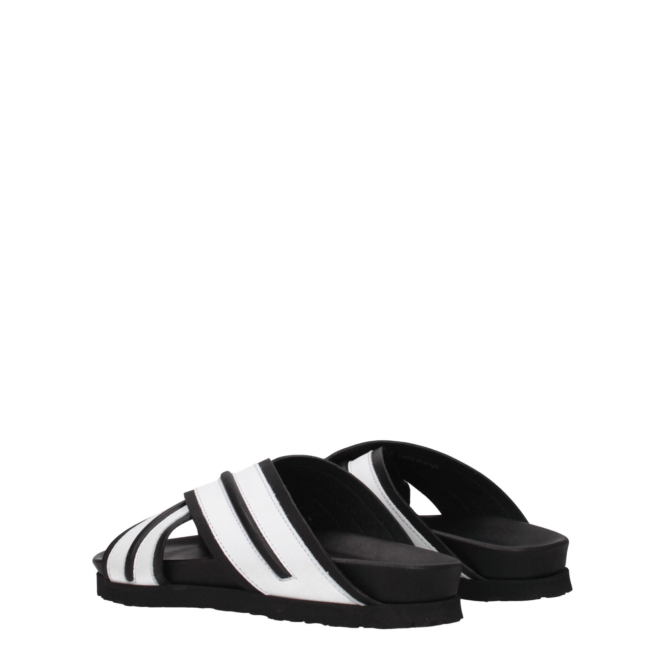 White Leather Slippers Sandals Palm Angels