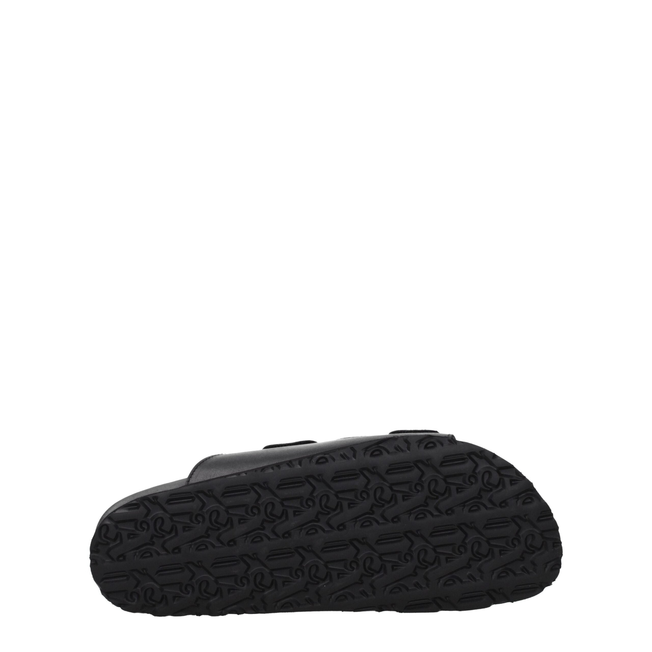 Black Leather Slippers Sandals Palm Angels