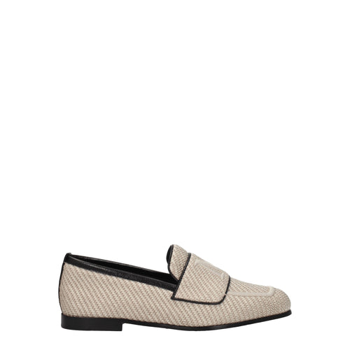 Beige Fabric Slip-On Loafers Max Mara