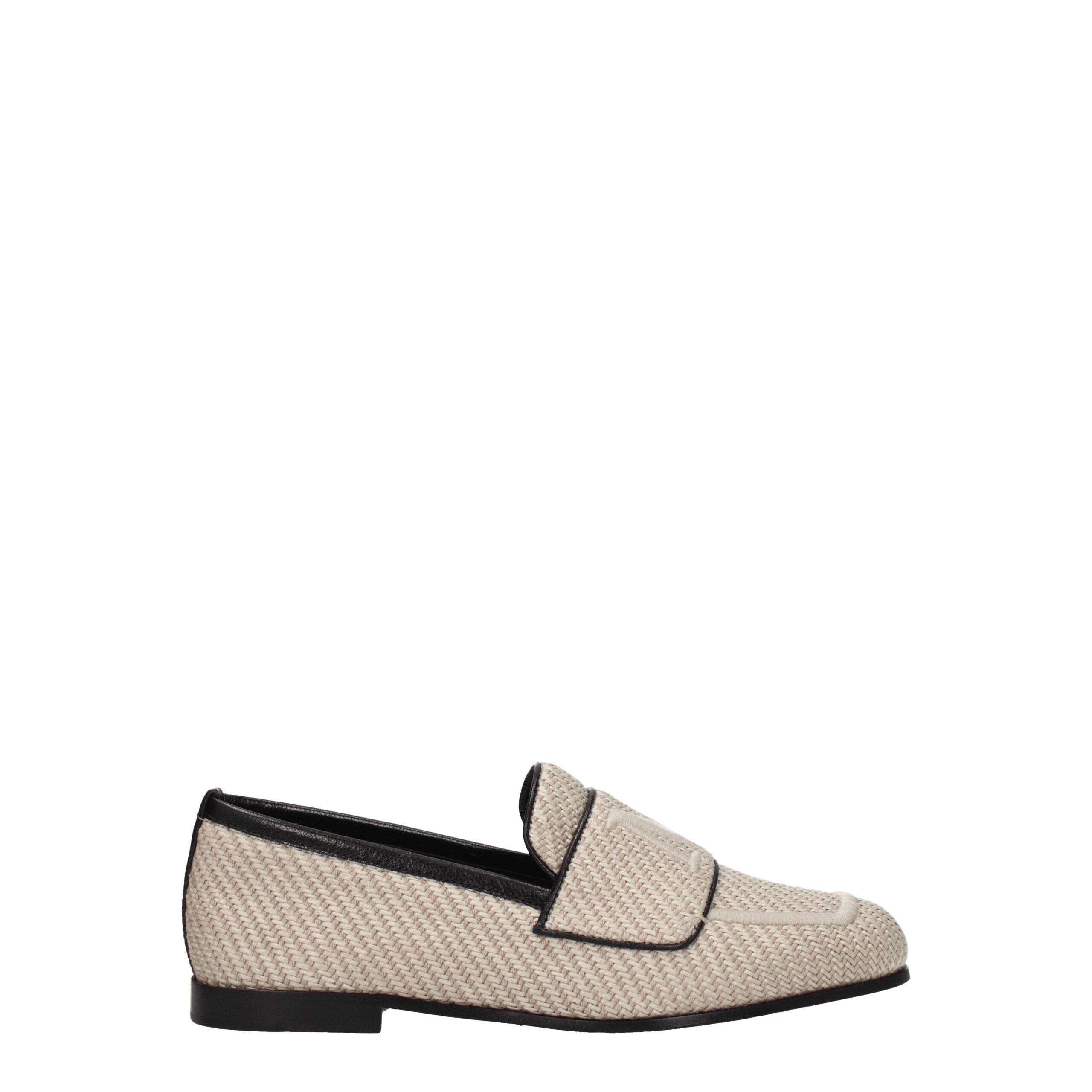 Beige Fabric Slip-On Loafers Max Mara
