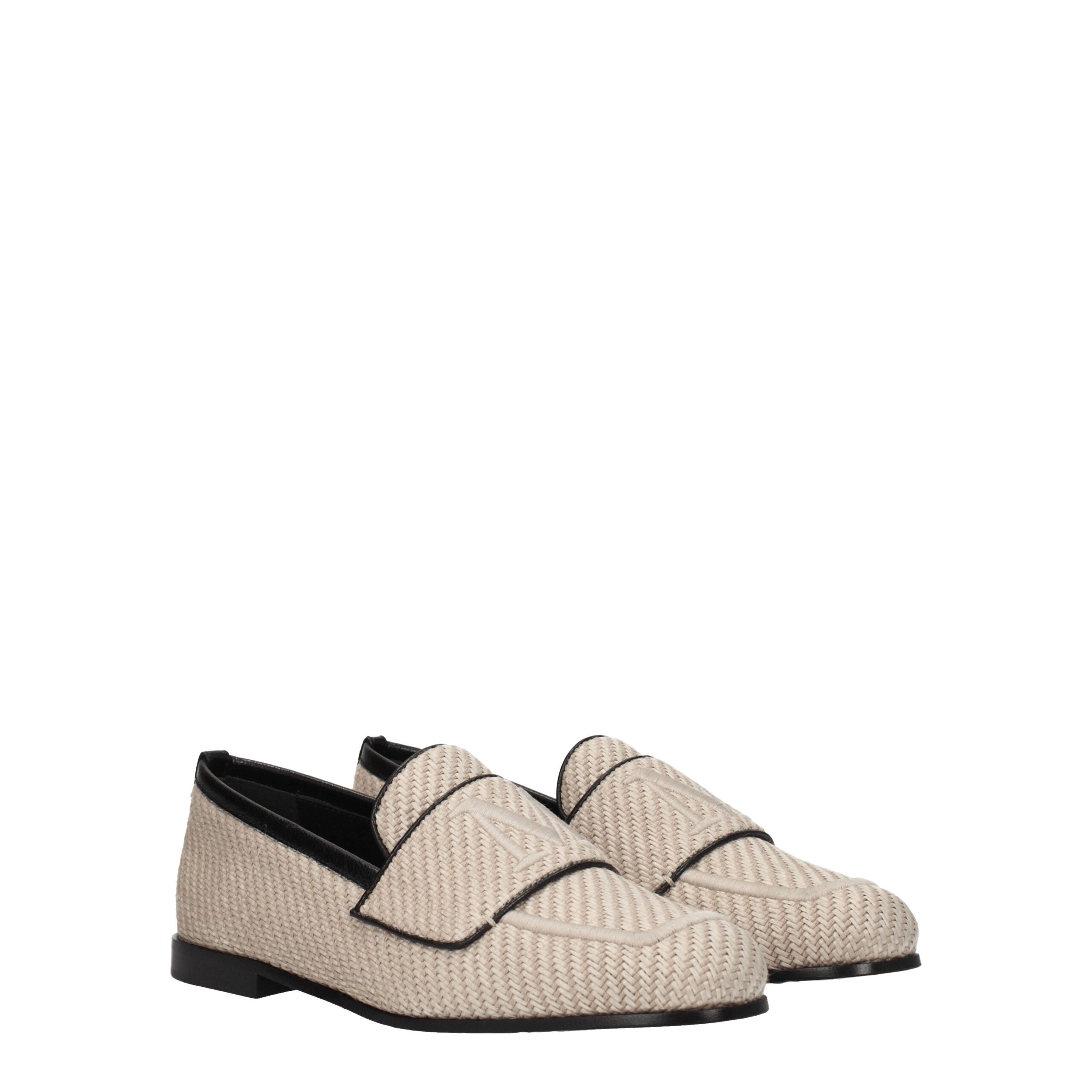 Beige Fabric Slip-On Loafers Max Mara