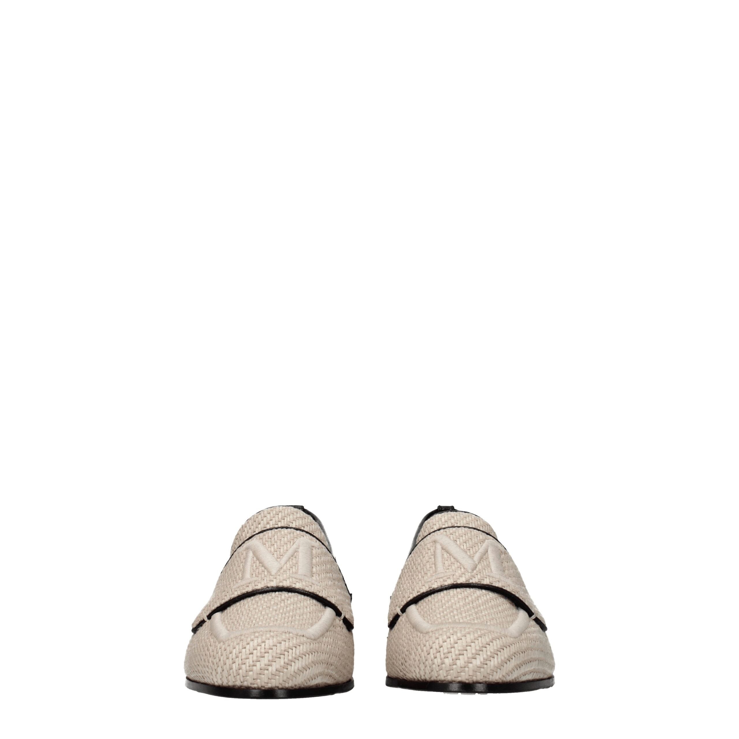 Beige Fabric Slip-On Loafers Max Mara