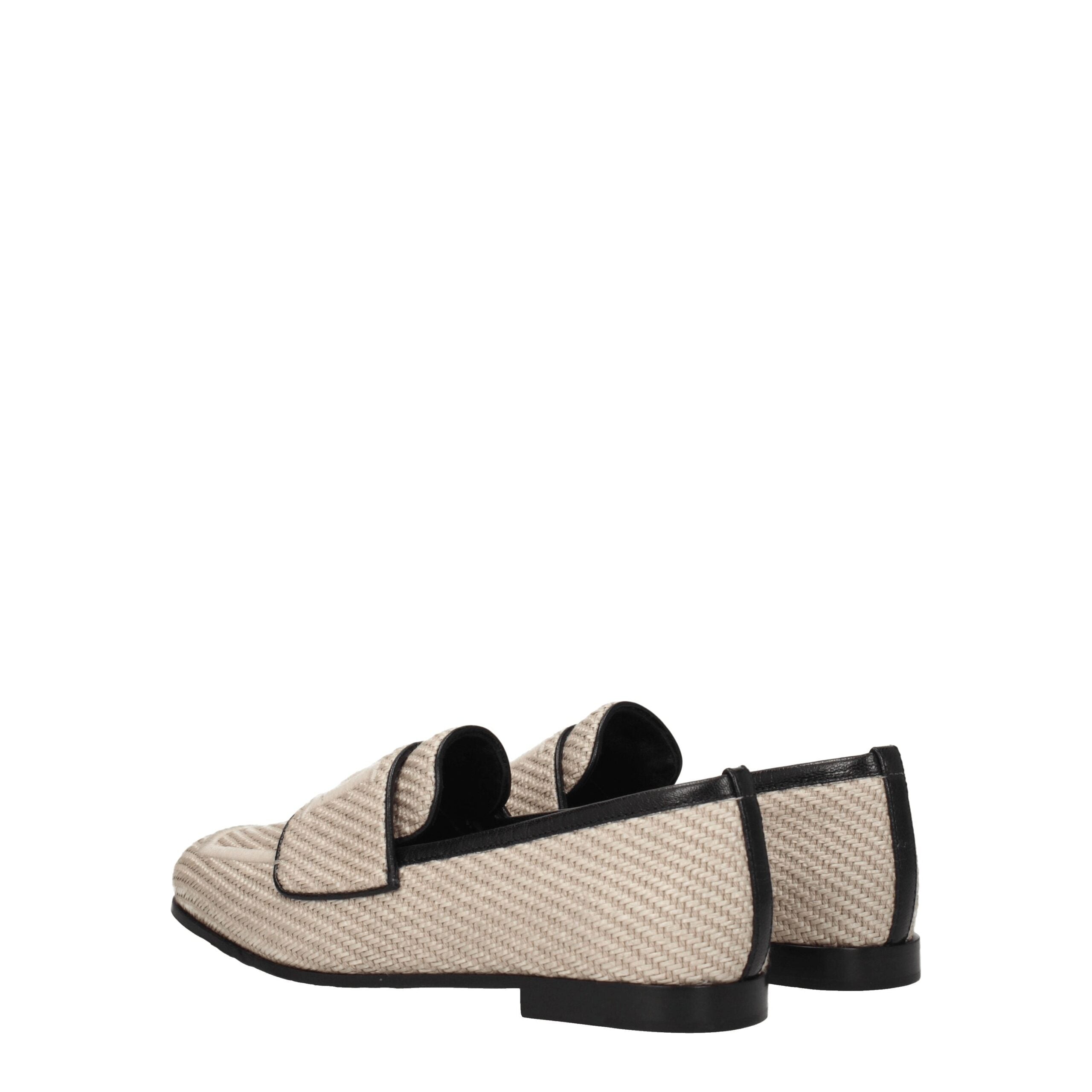 Beige Fabric Slip-On Loafers Max Mara