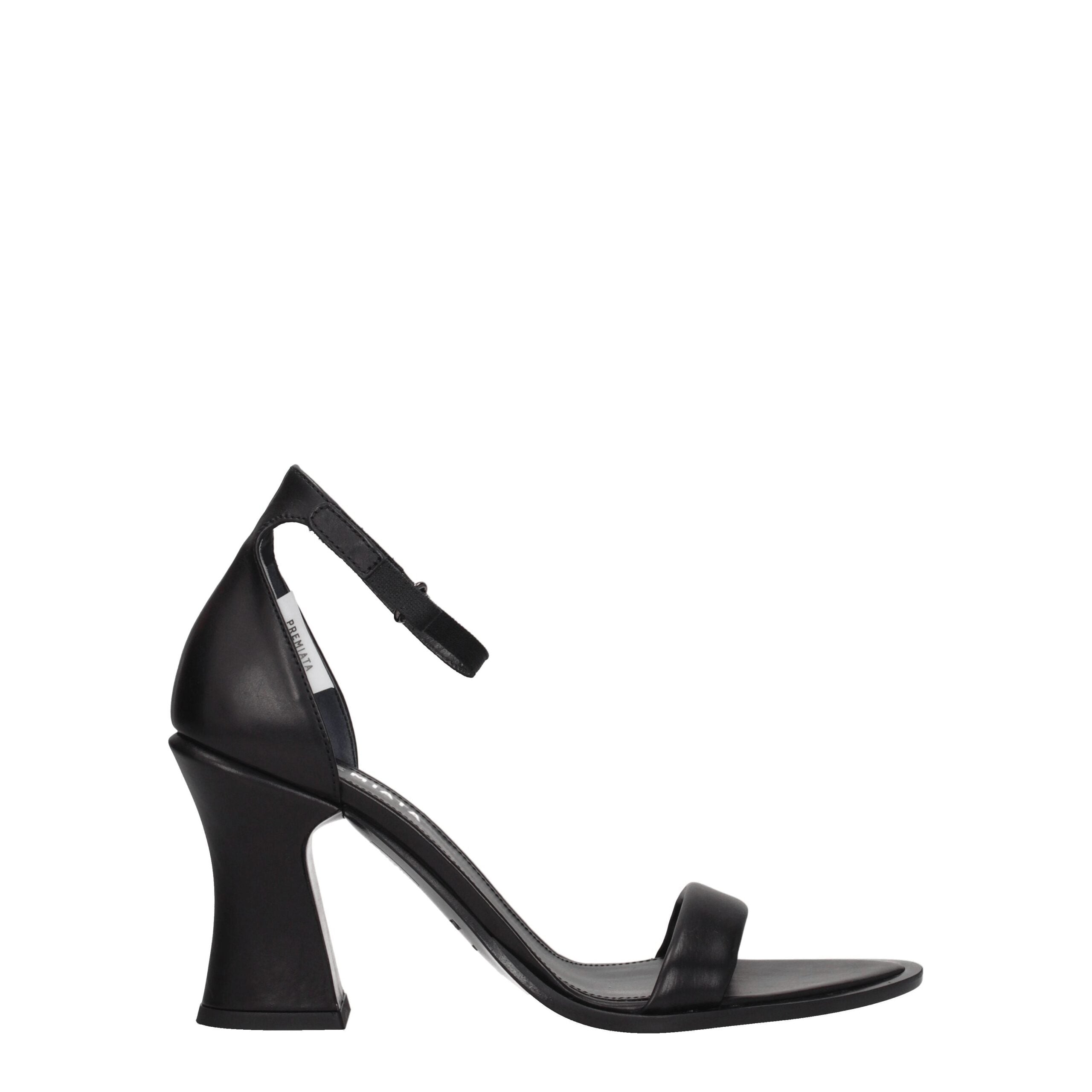 Black Leather Flat Sandals Premiata