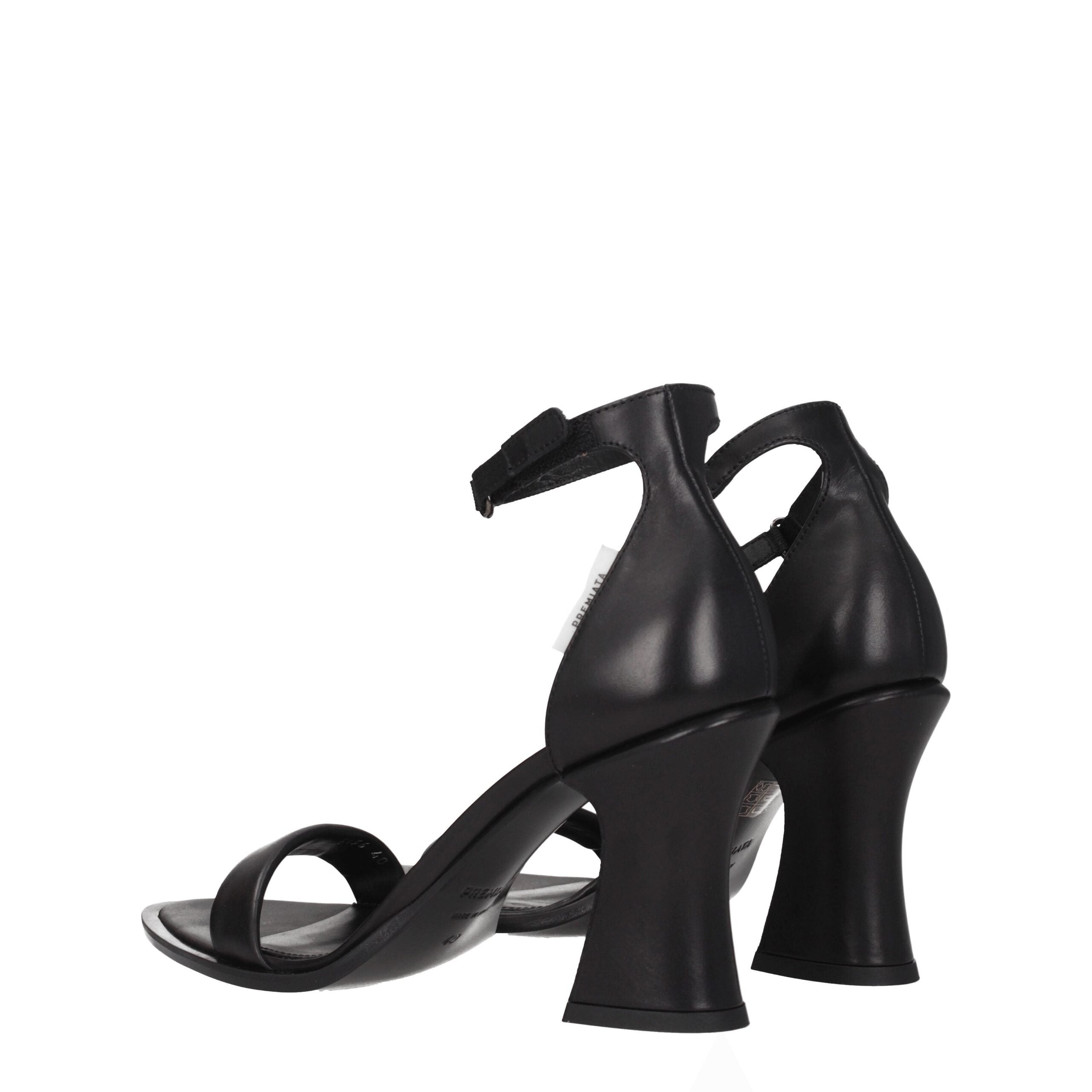 Black Leather Flat Sandals Premiata