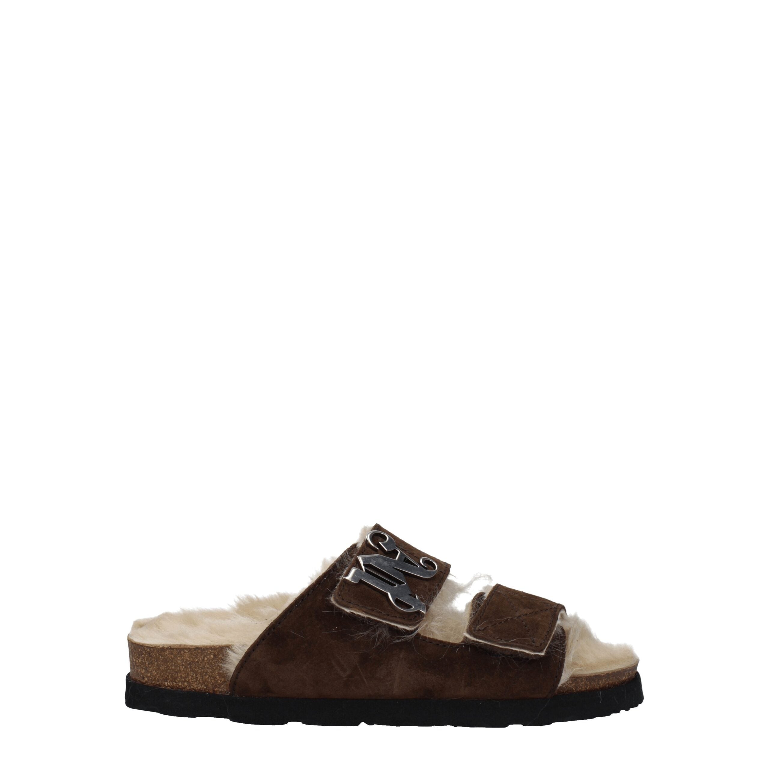 Brown Leather Slippers Sandals Palm Angels